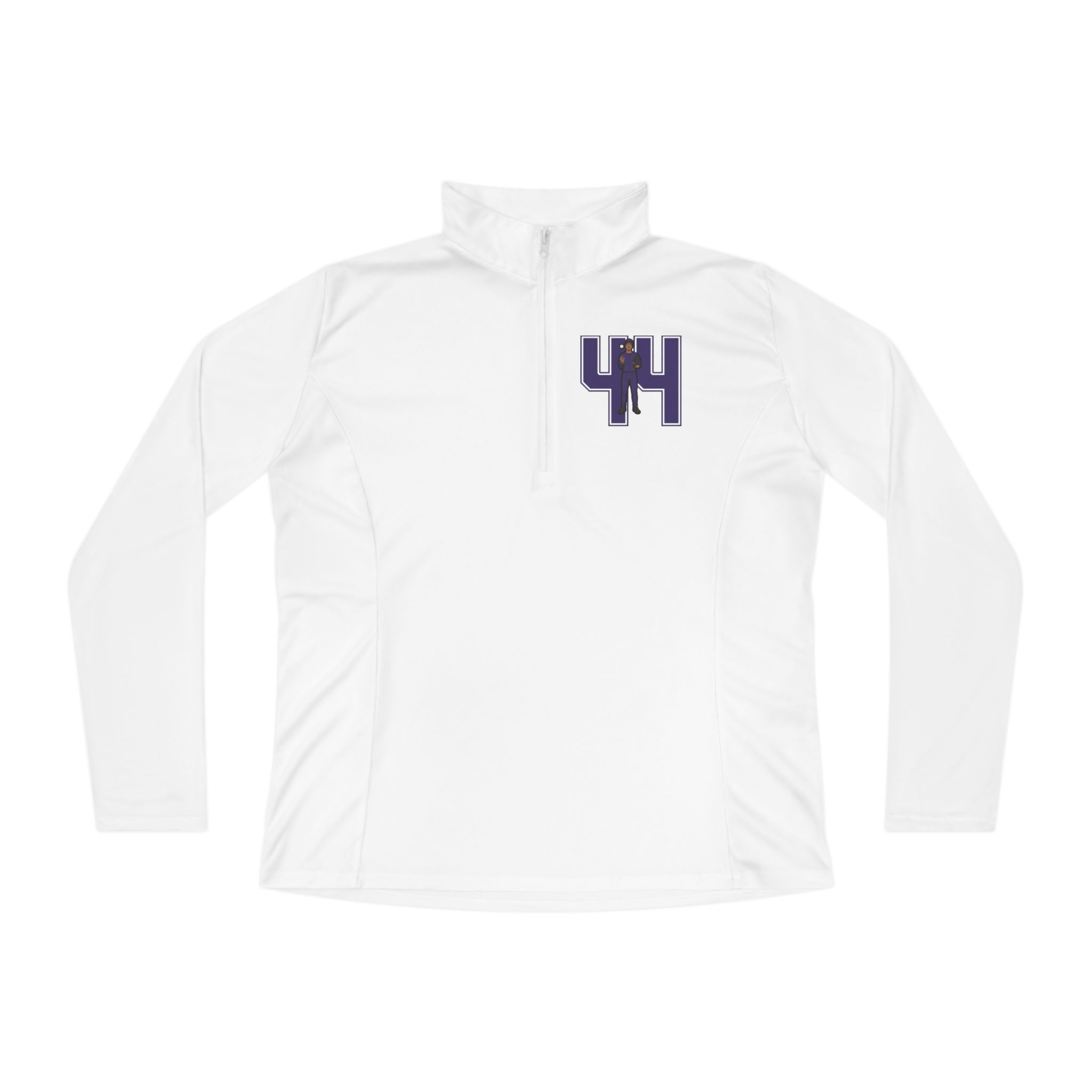 Women's Q-Zip Pullover — character_number in White