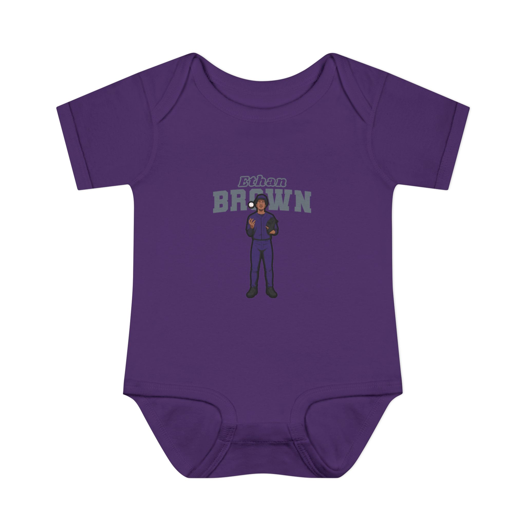 Baby Onesie — character_name_arch in Purple