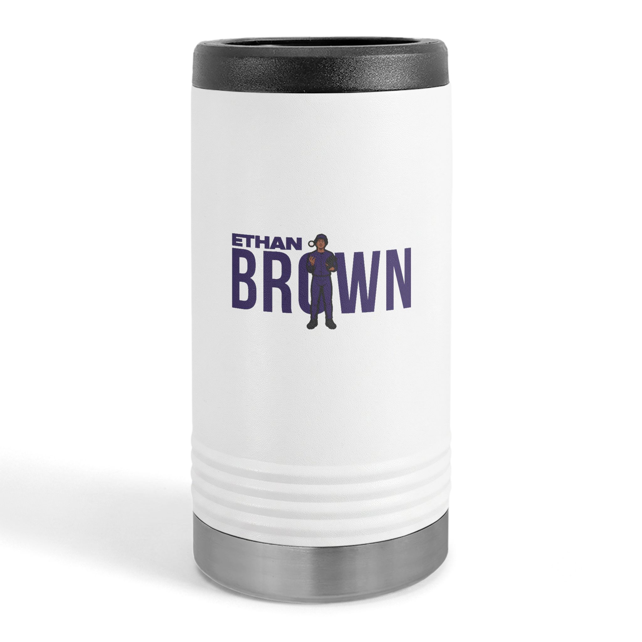 Slim Stainless Can Cooler — character_player_name in White