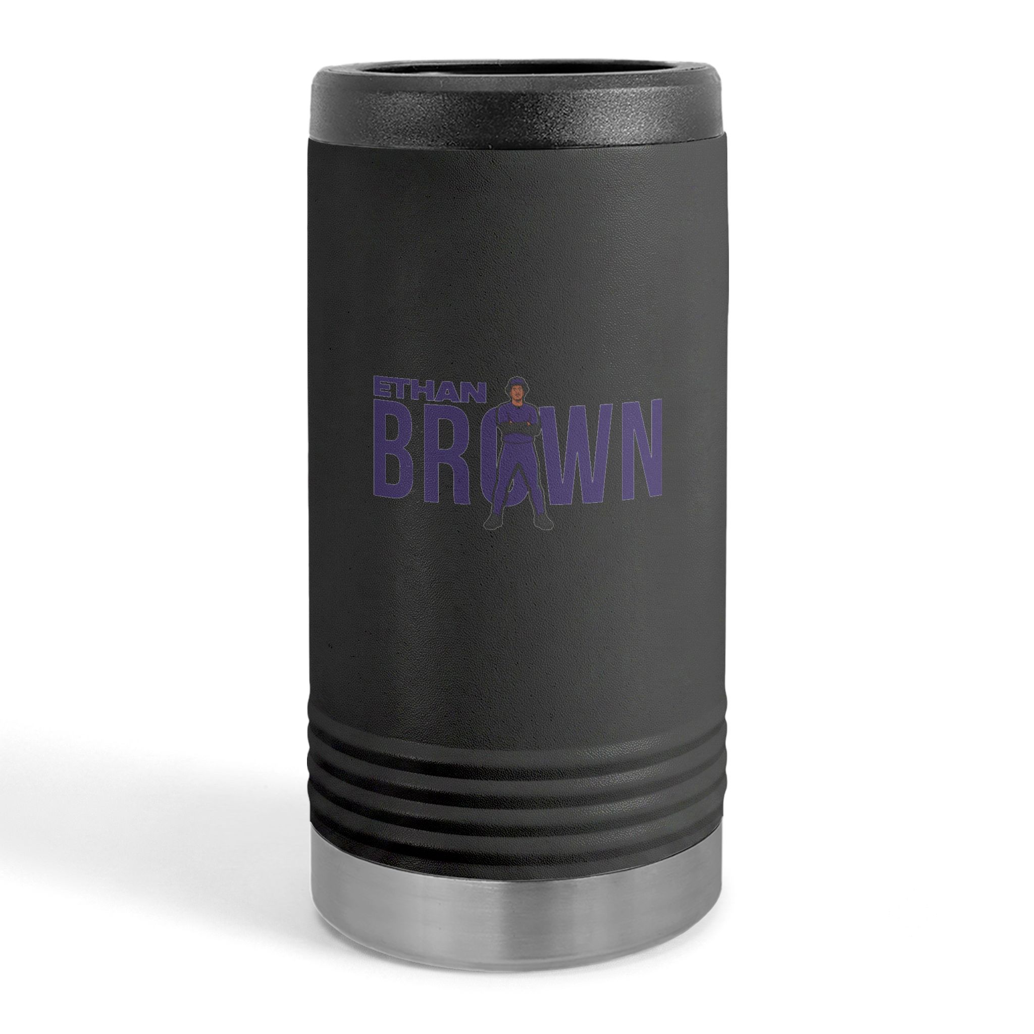 Slim Stainless Can Cooler — character_player_name in Black