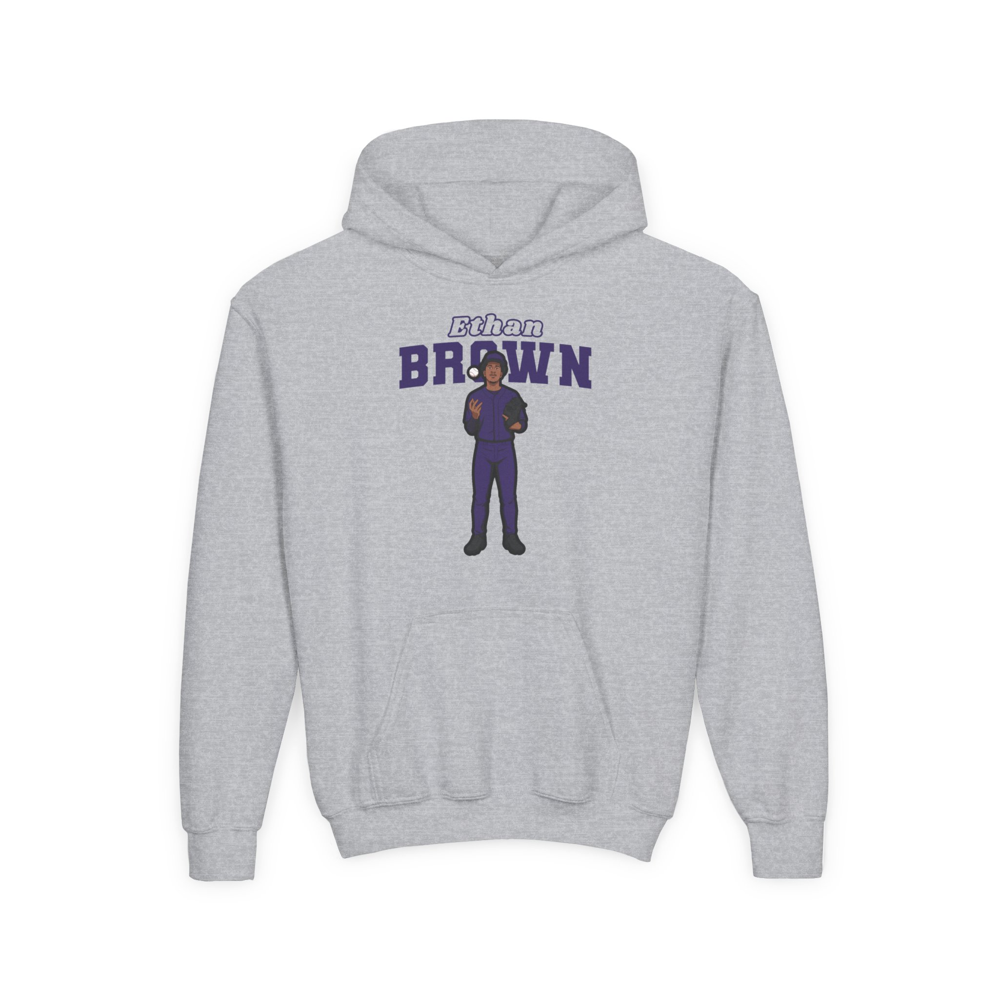 Youth Hoodie — character_name_arch in Grey