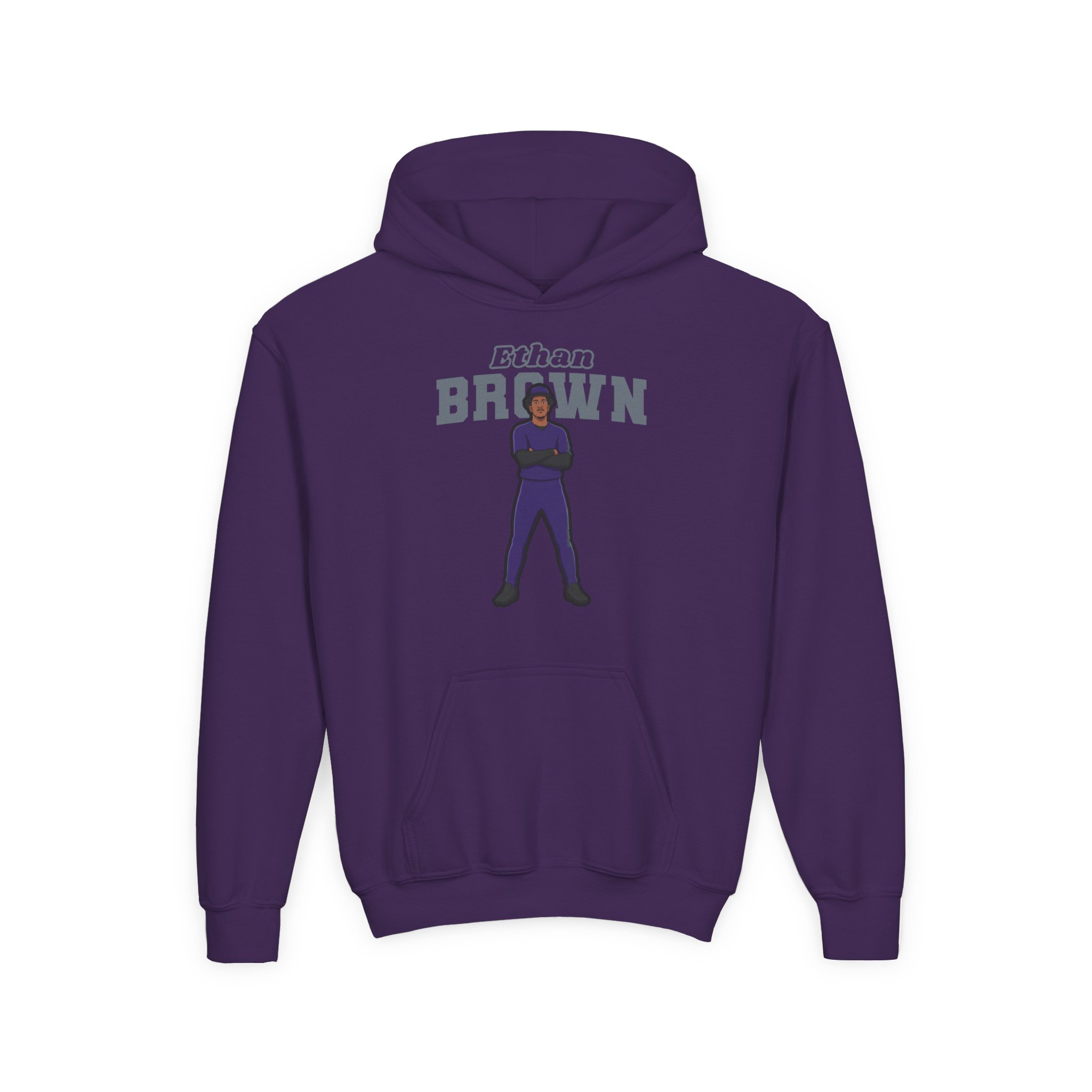 Youth Hoodie — character_name_arch in Purple