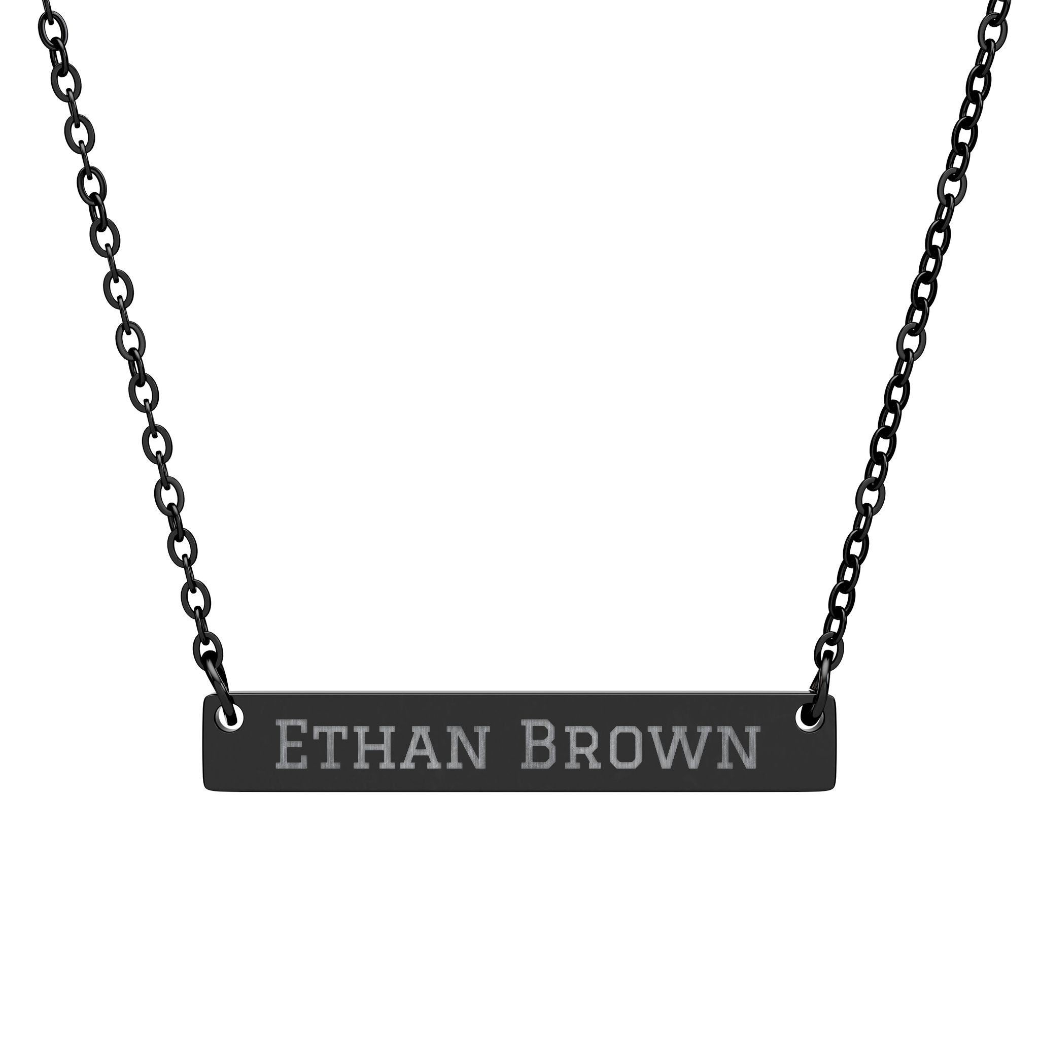 Engraved Bar Necklace — Classic in Black