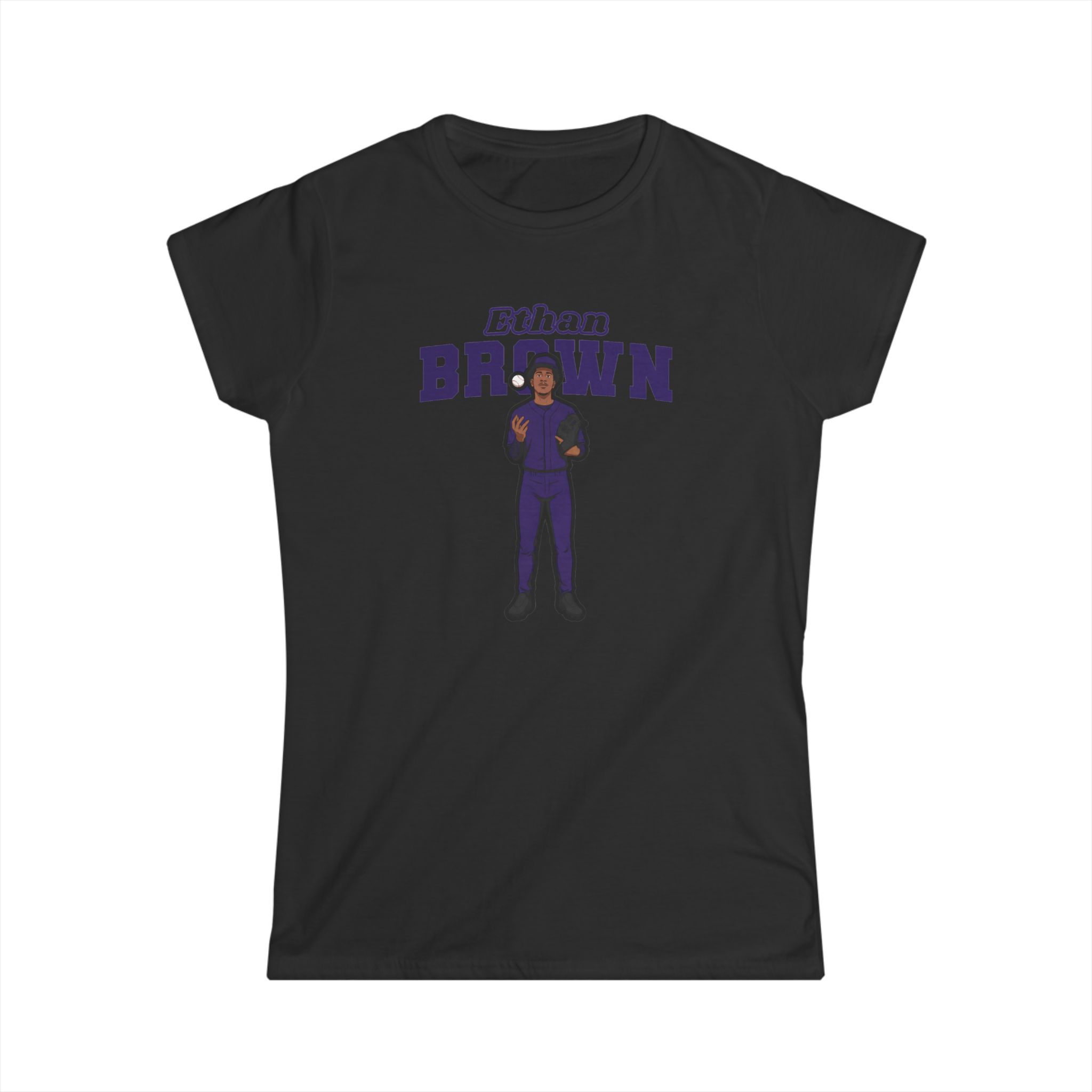 Women's Softstyle Tee — character_name_arch in Black