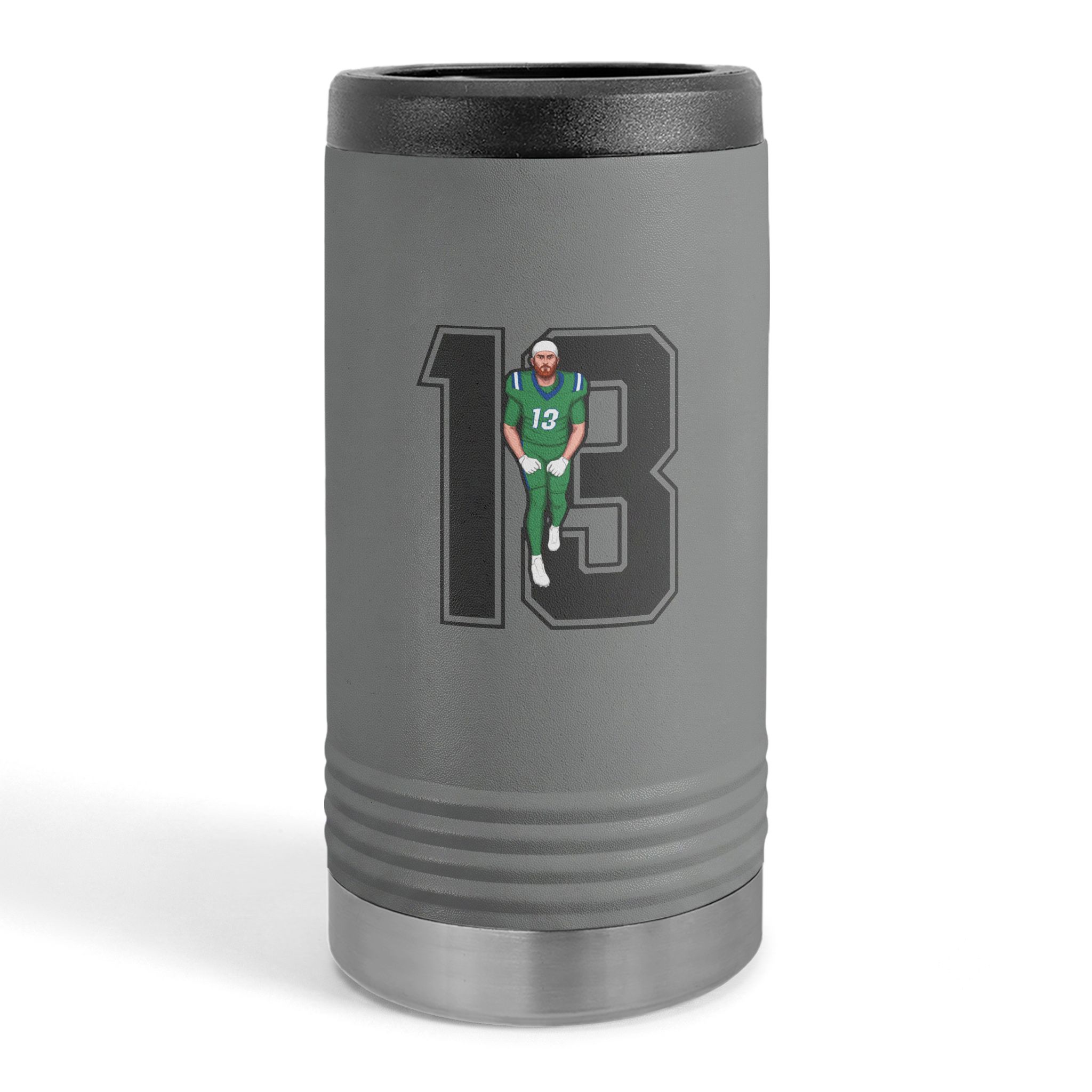 Slim Stainless Can Cooler — character_number in Grey