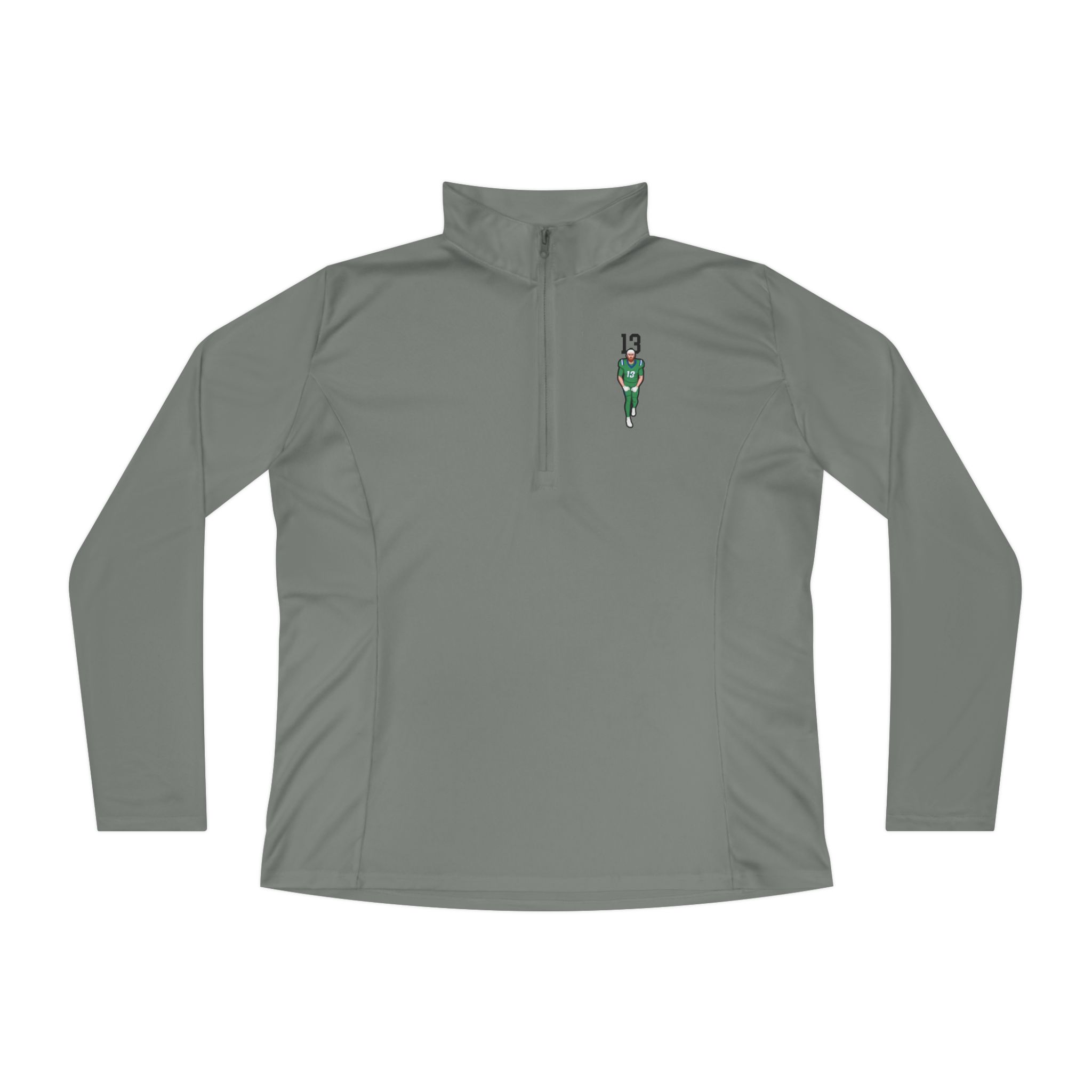 Women's Q-Zip Pullover — character_number_top in Grey