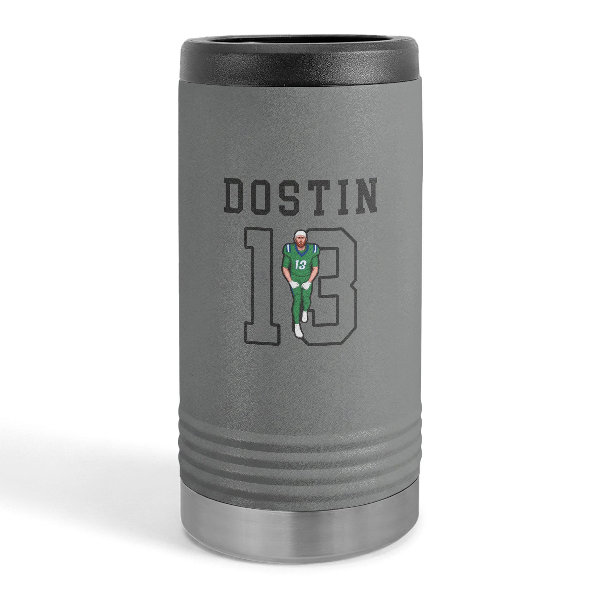 Slim Stainless Can Cooler — character_shirsey in Grey