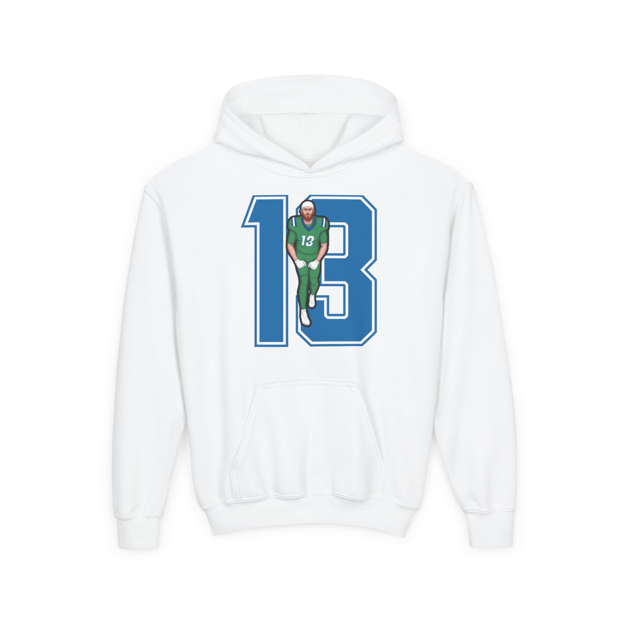 Youth Hoodie — character_number in White