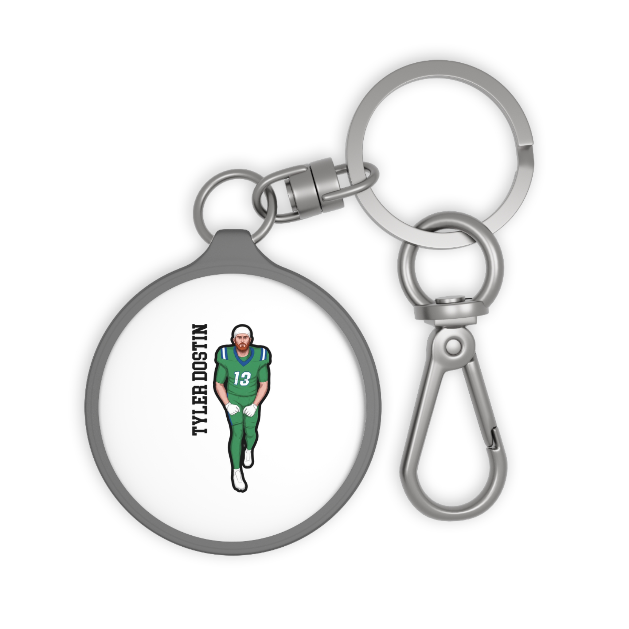 Keychain — character_name_vertical in Grey