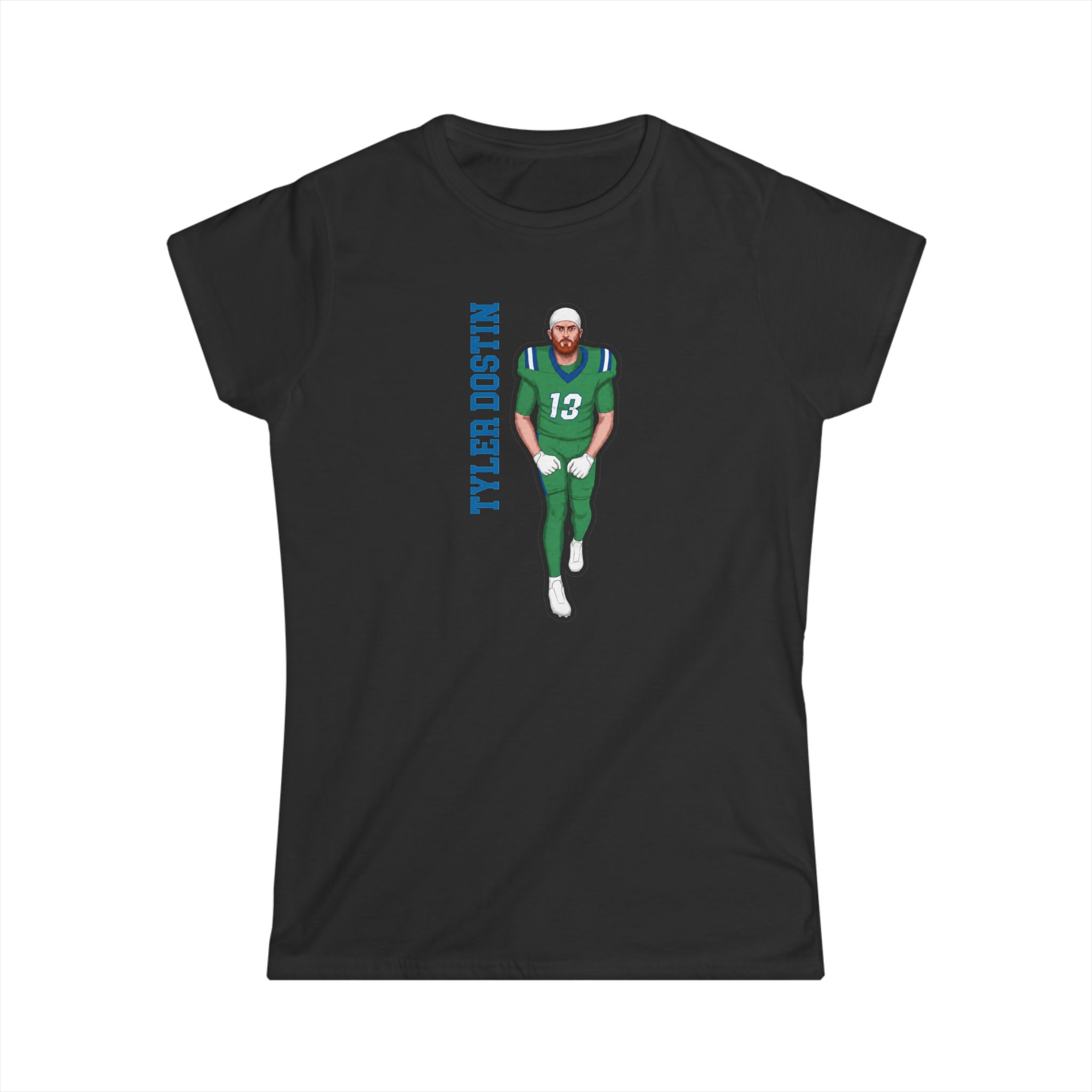 Women's Softstyle Tee — character_name_vertical in Black