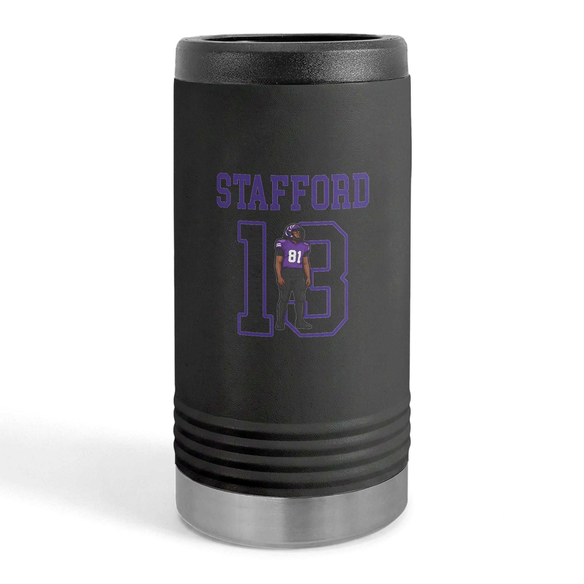Slim Stainless Can Cooler — character_shirsey in Black