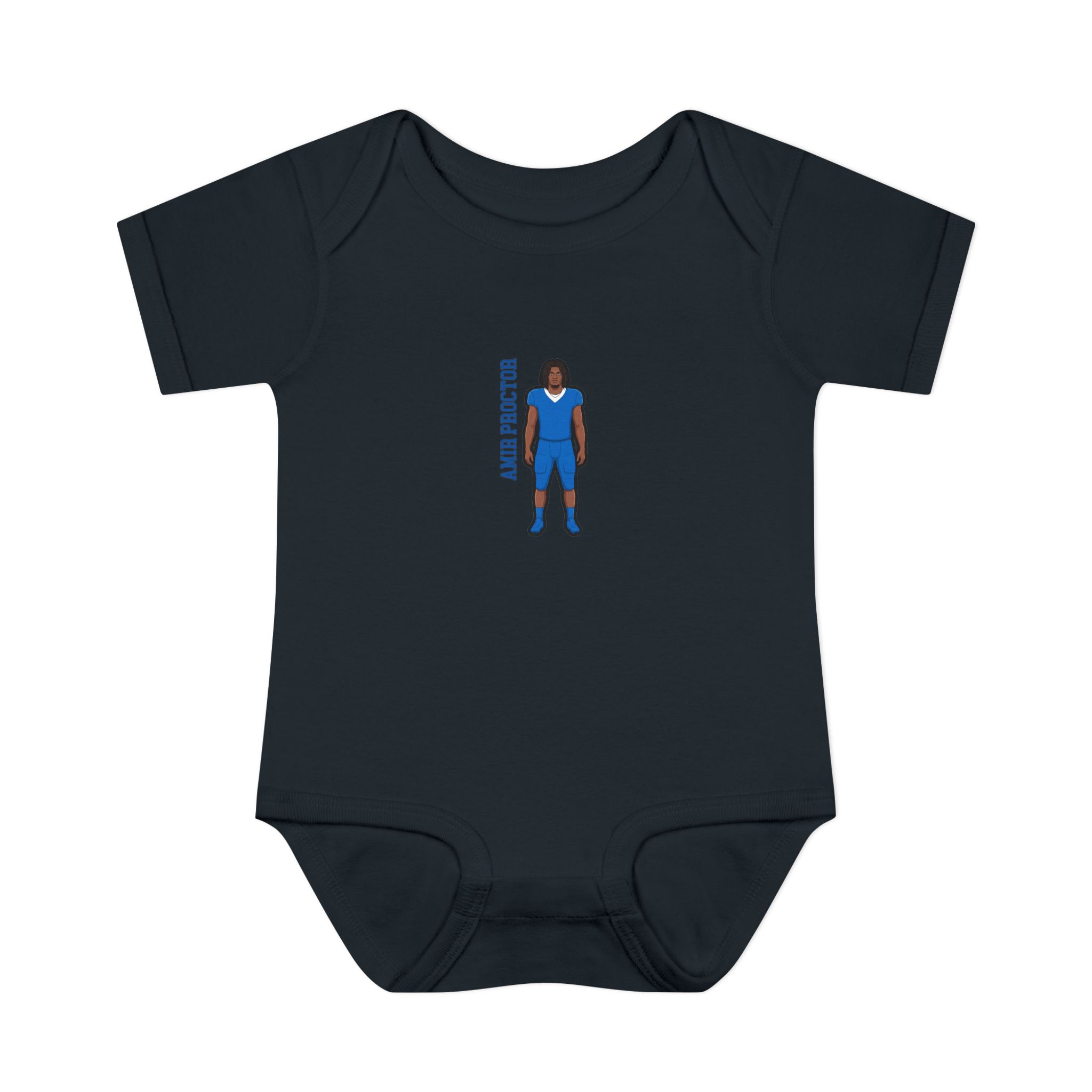 Baby Onesie — character_name_vertical in Black
