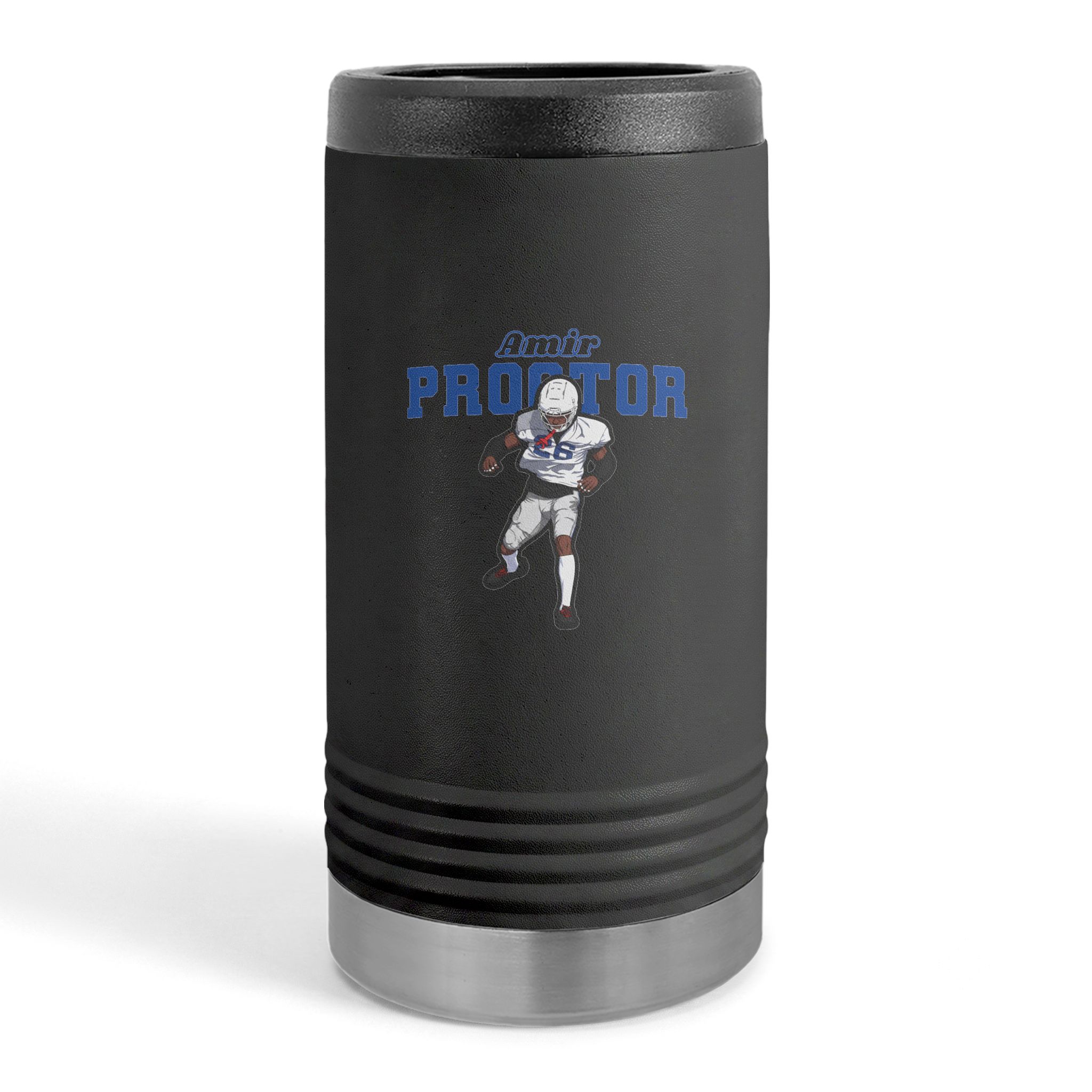 Slim Stainless Can Cooler — character_name_arch in Black