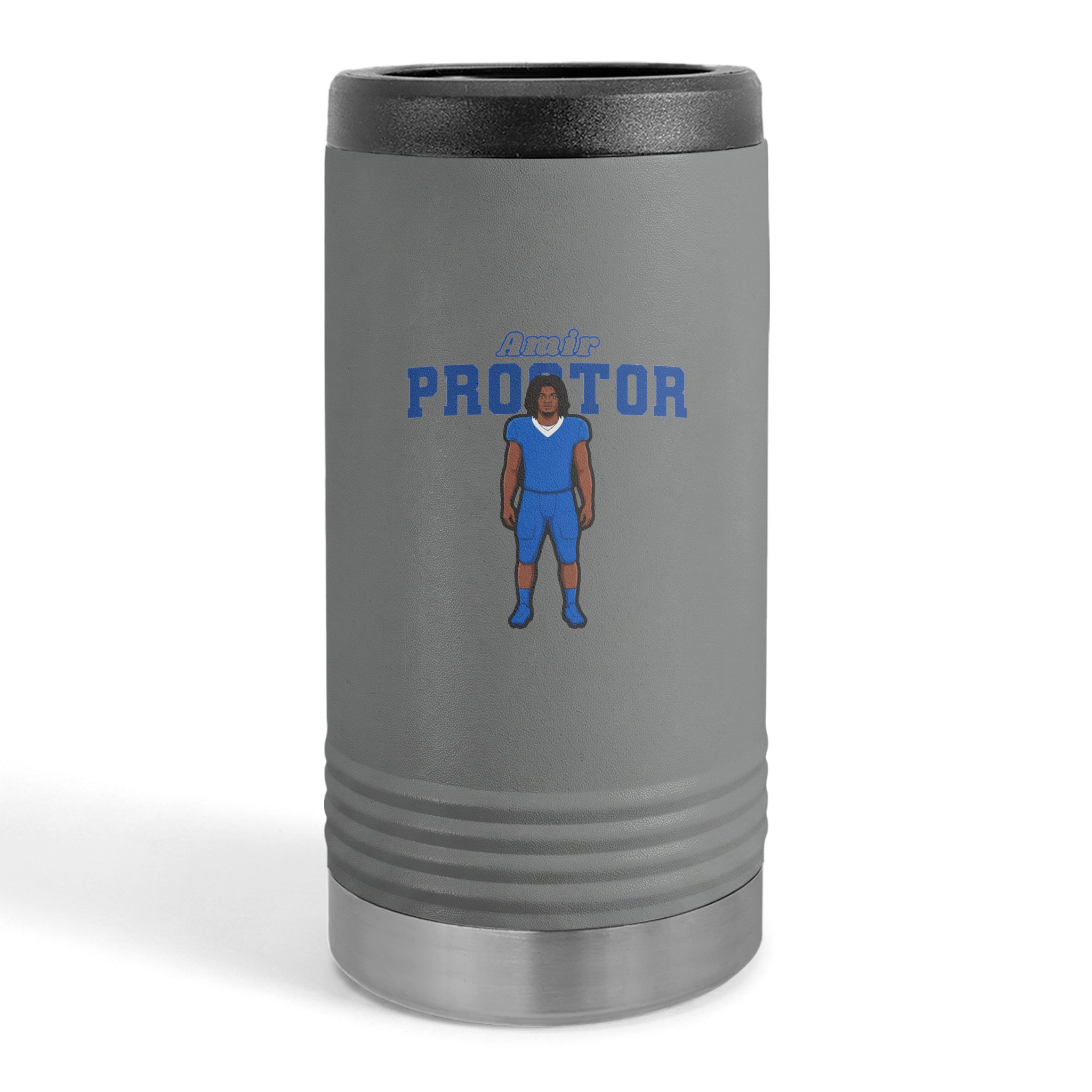 Slim Stainless Can Cooler — character_name_arch in Grey