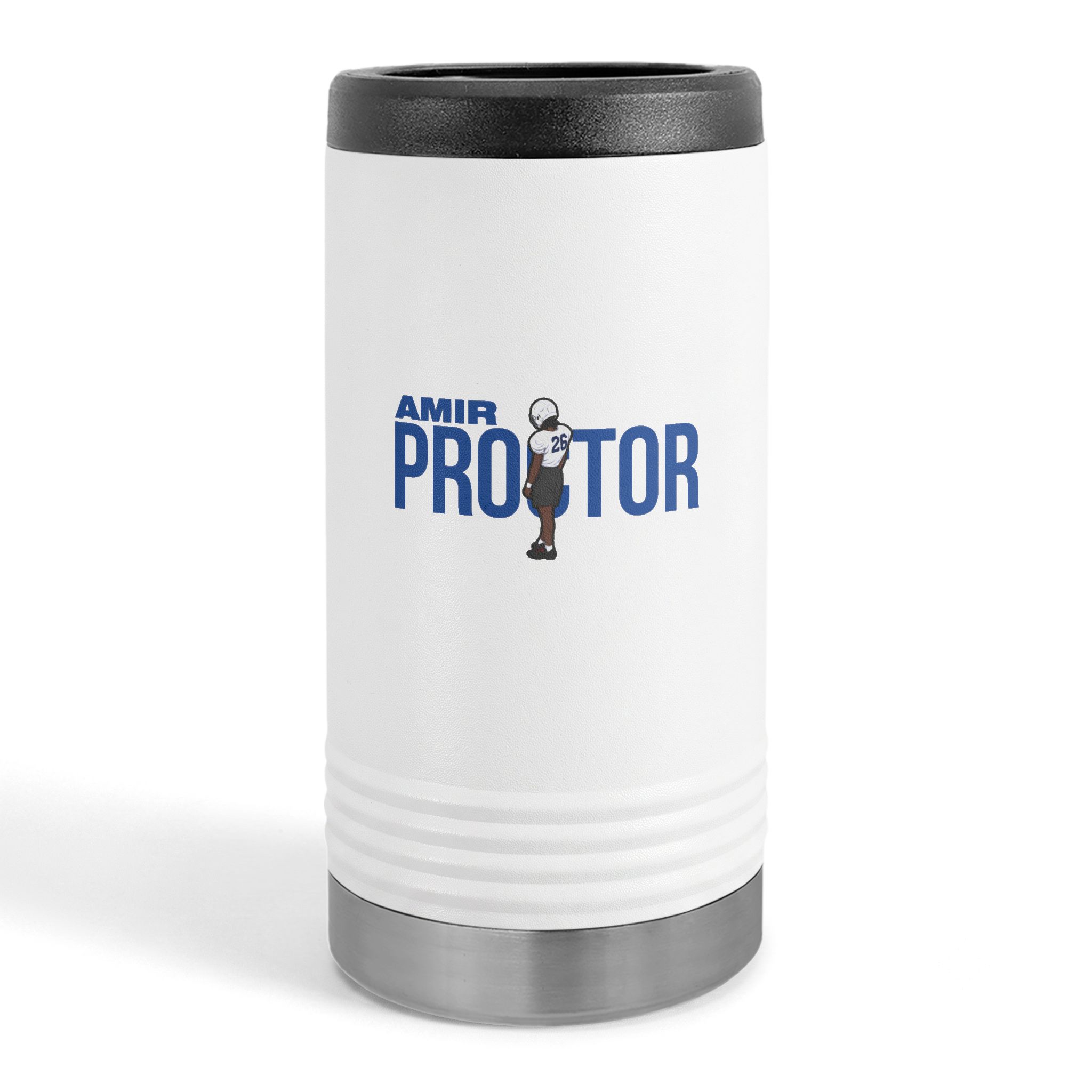 Slim Stainless Can Cooler — character_player_name in White