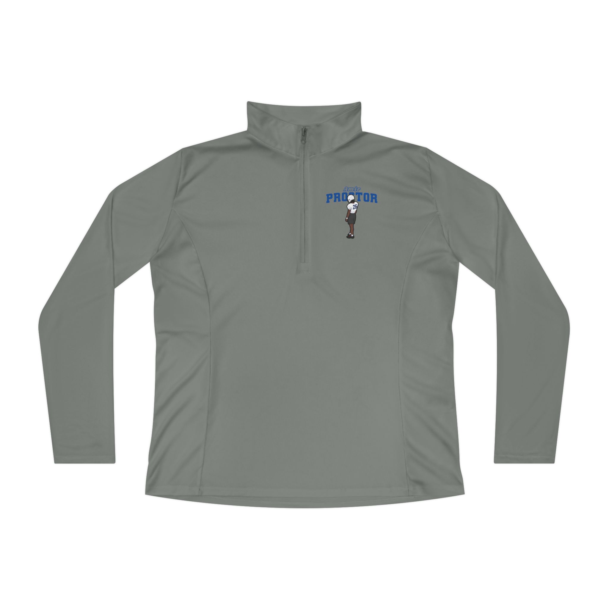 Women's Q-Zip Pullover — character_name_arch in Grey
