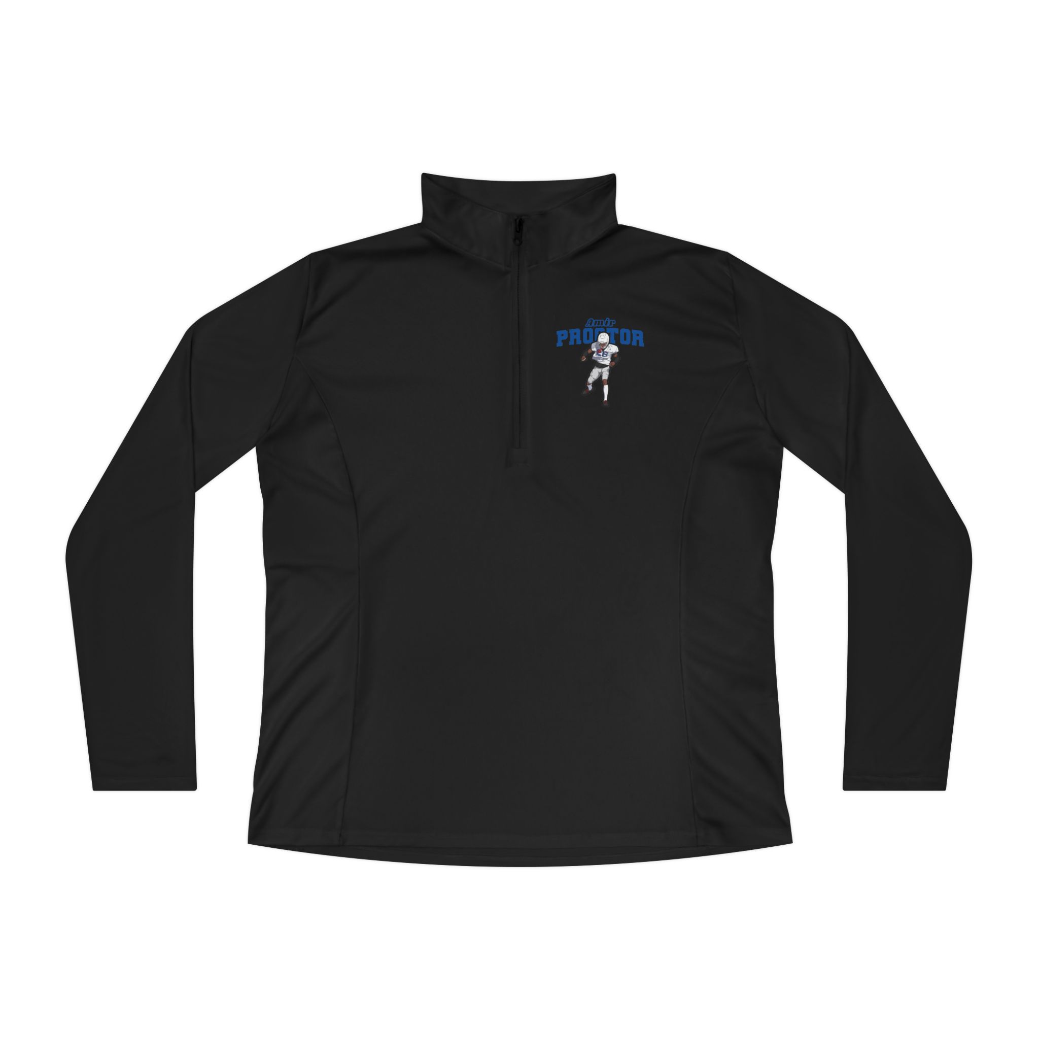 Women's Q-Zip Pullover — character_name_arch in Black