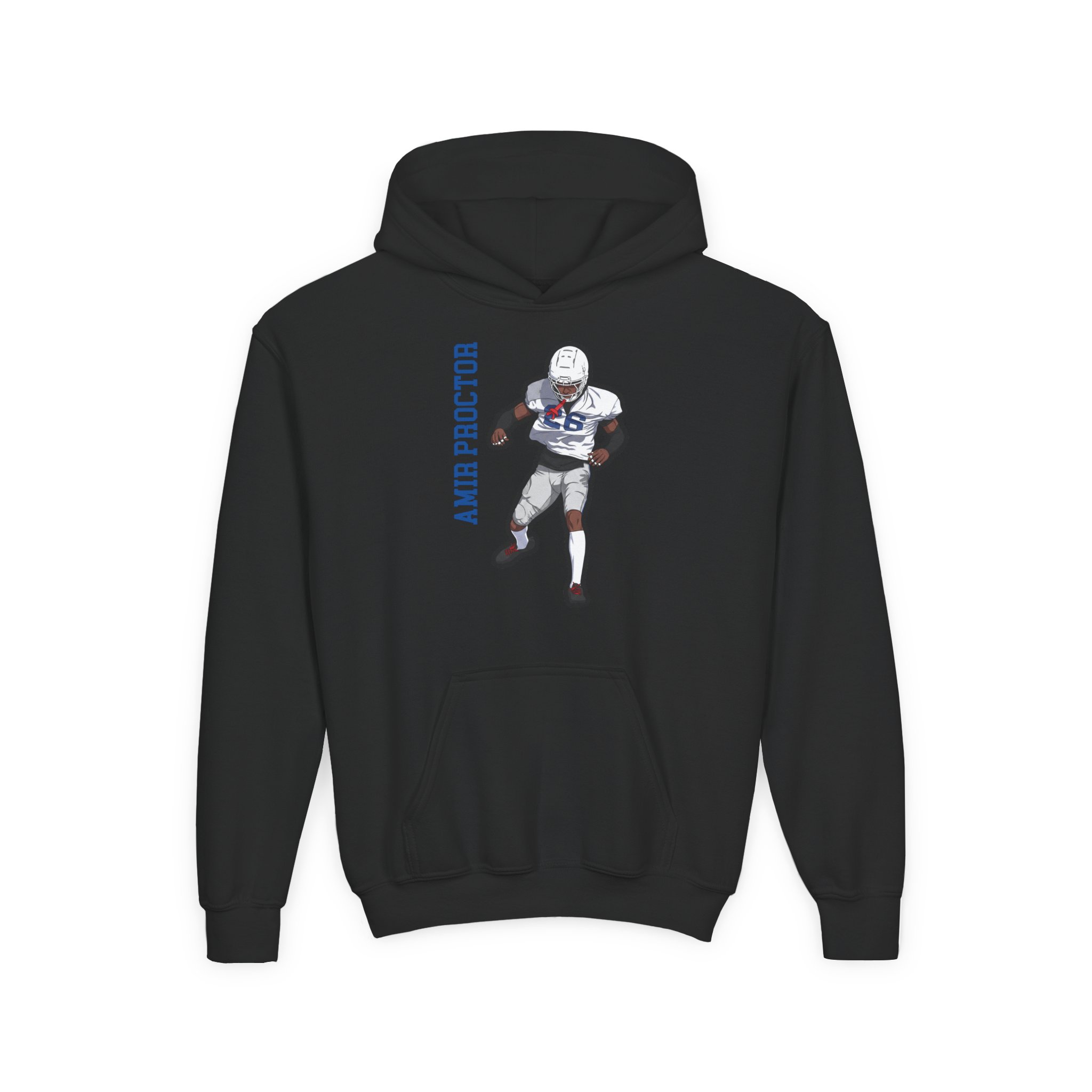 Youth Hoodie — character_name_vertical in Black