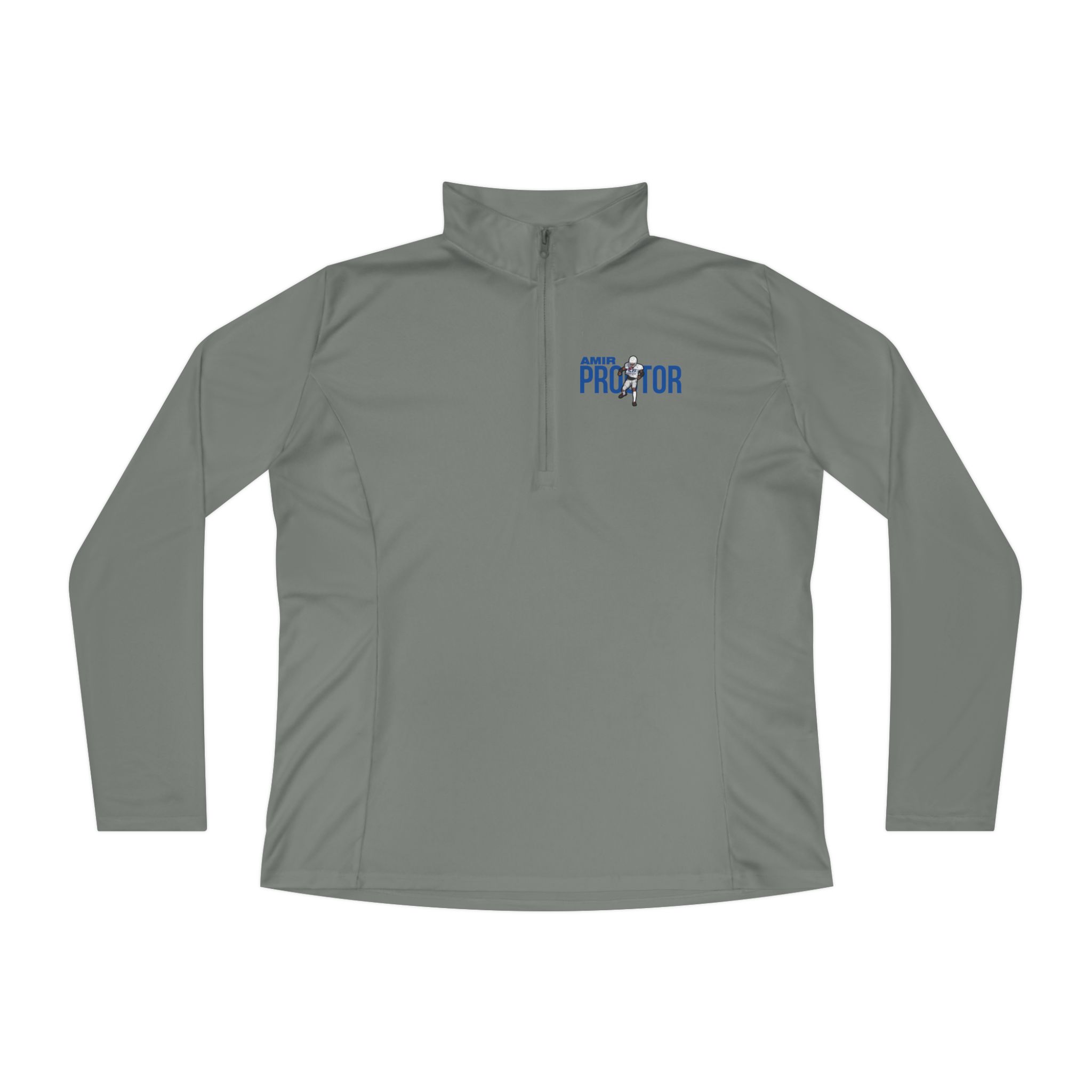 Women's Q-Zip Pullover — character_player_name in Grey