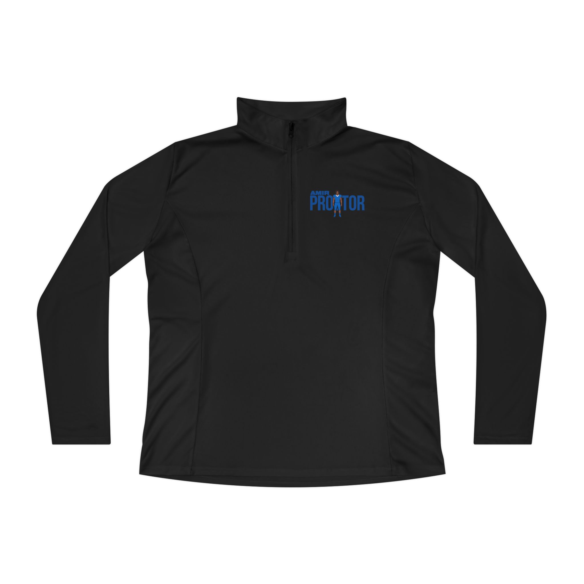 Women's Q-Zip Pullover — character_player_name in Black