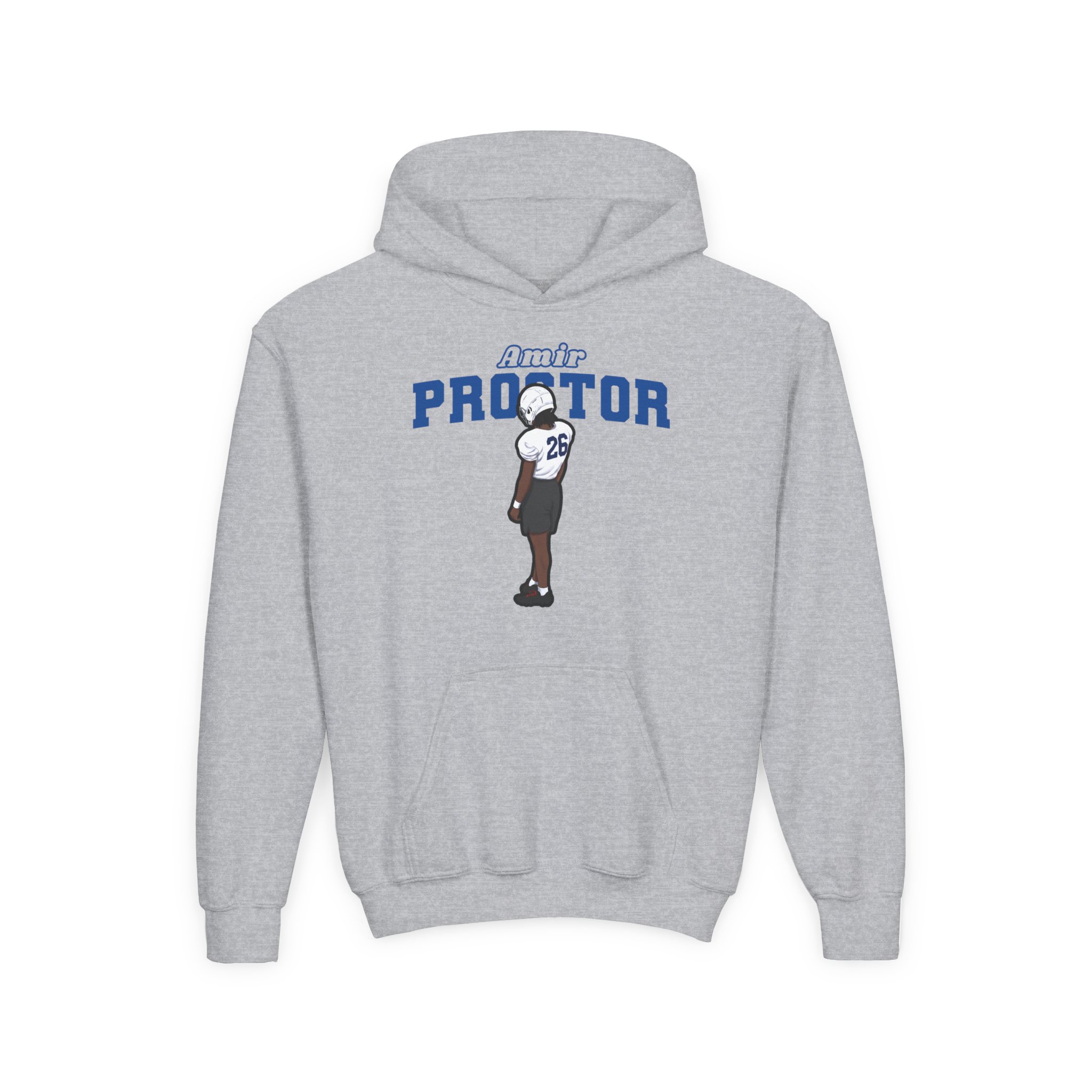 Youth Hoodie — character_name_arch in Grey