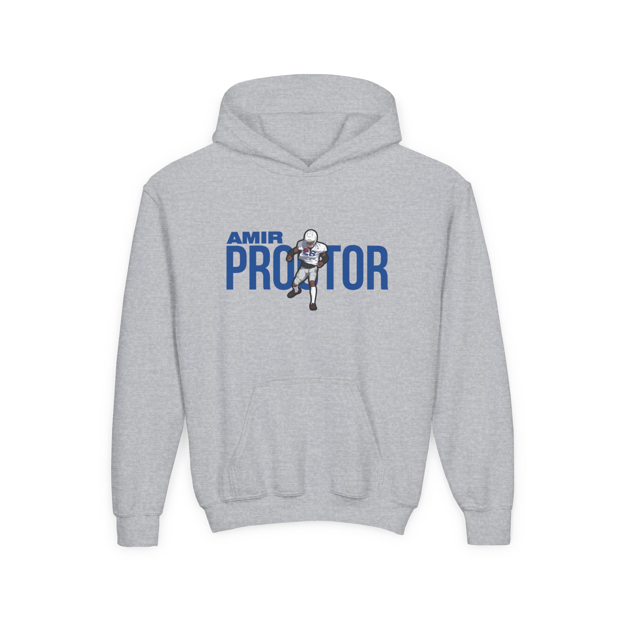Youth Hoodie — character_player_name in Grey