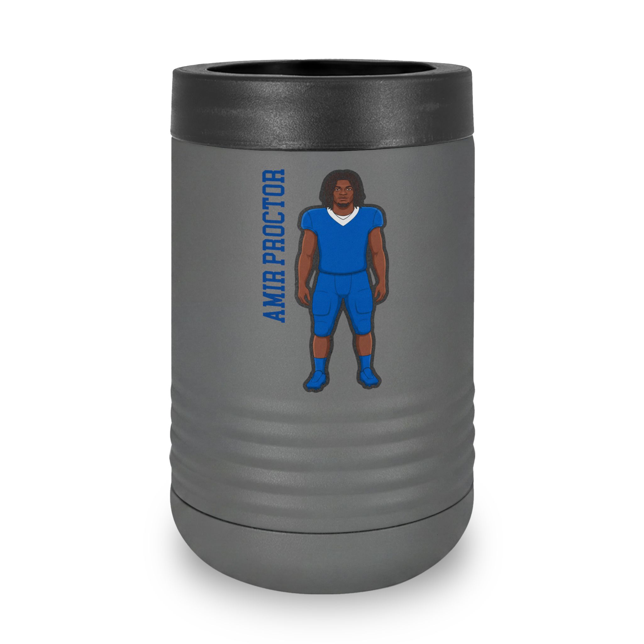 Stainless Can Cooler — character_name_vertical in Grey
