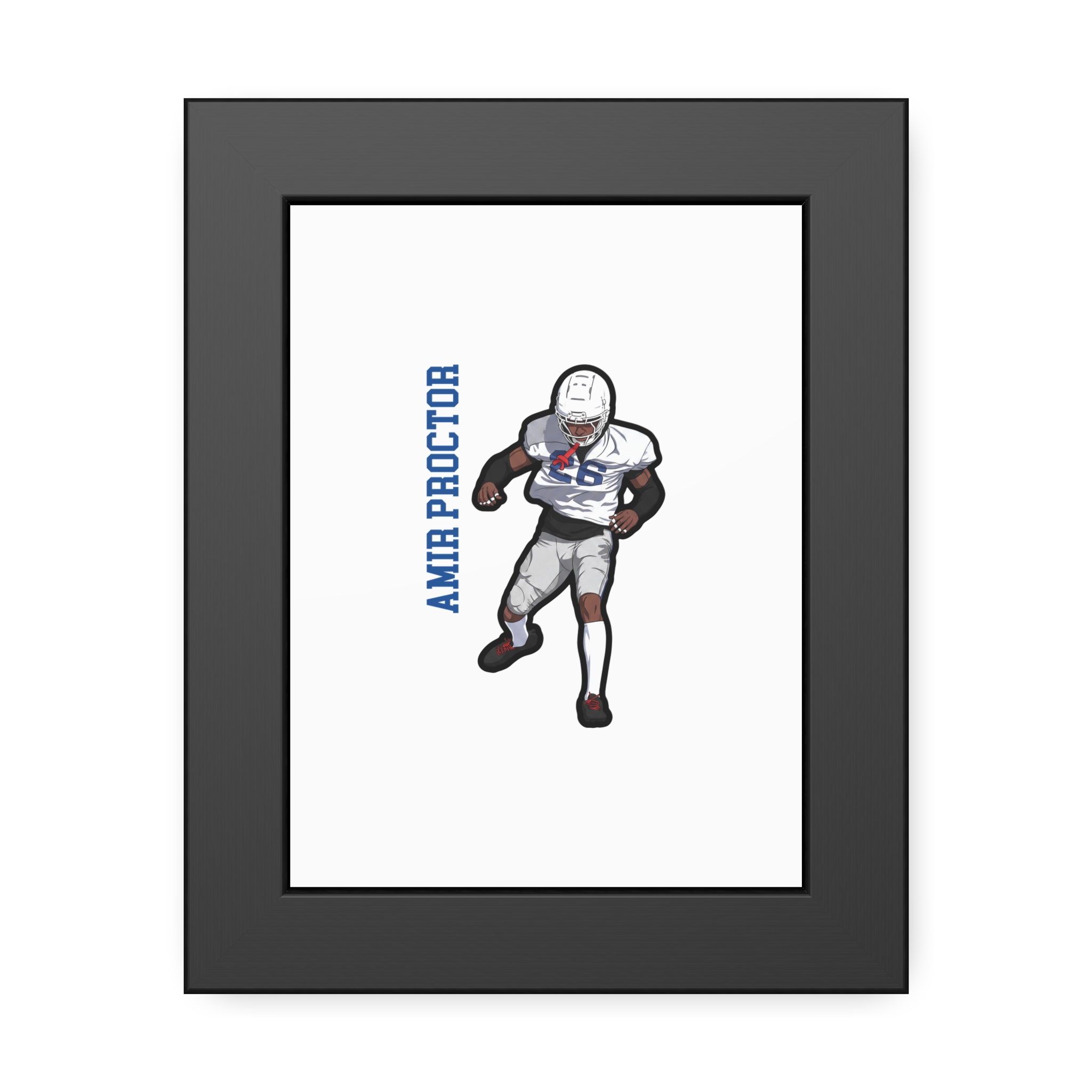 Framed Poster — character_name_vertical in Black