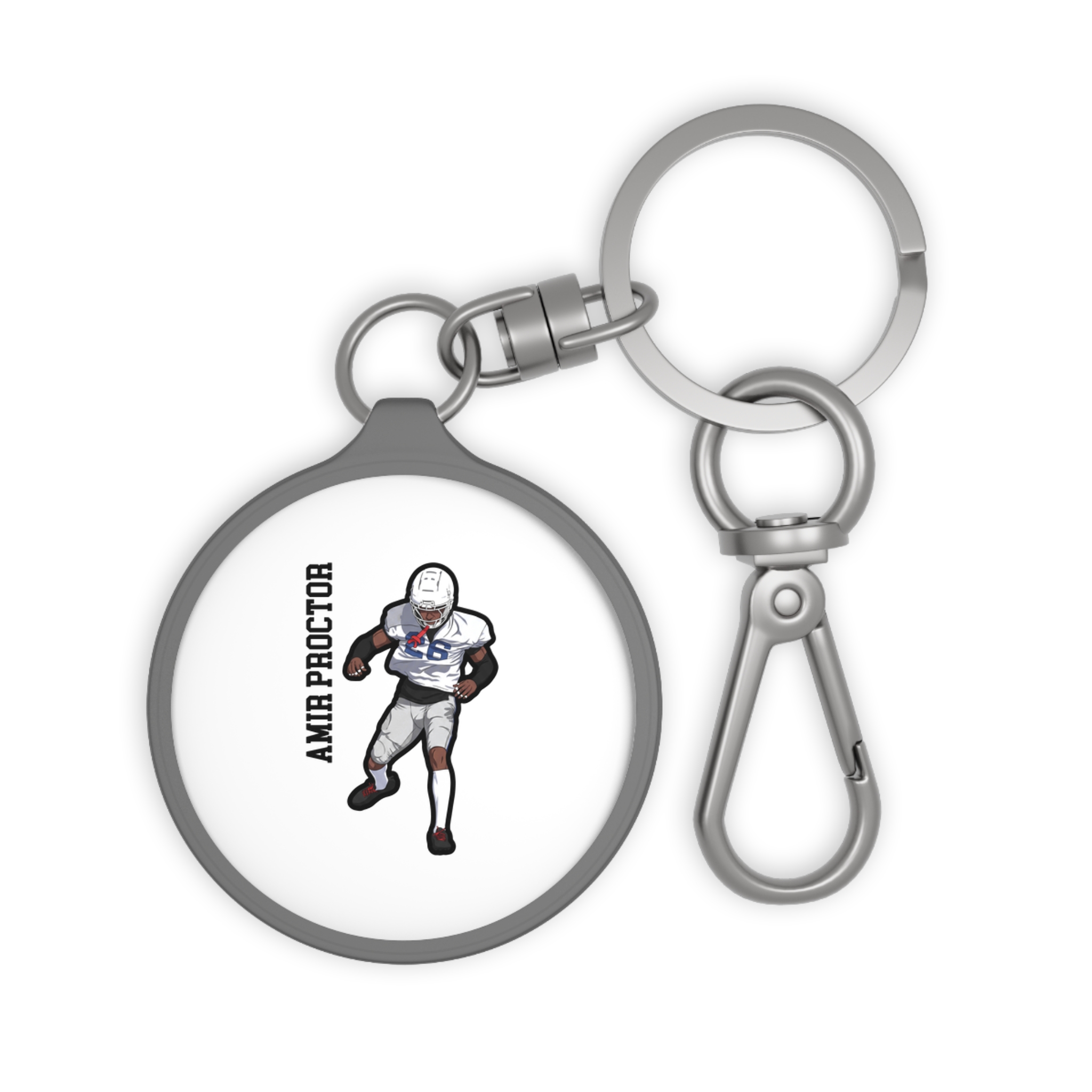 Keychain — character_name_vertical in Grey
