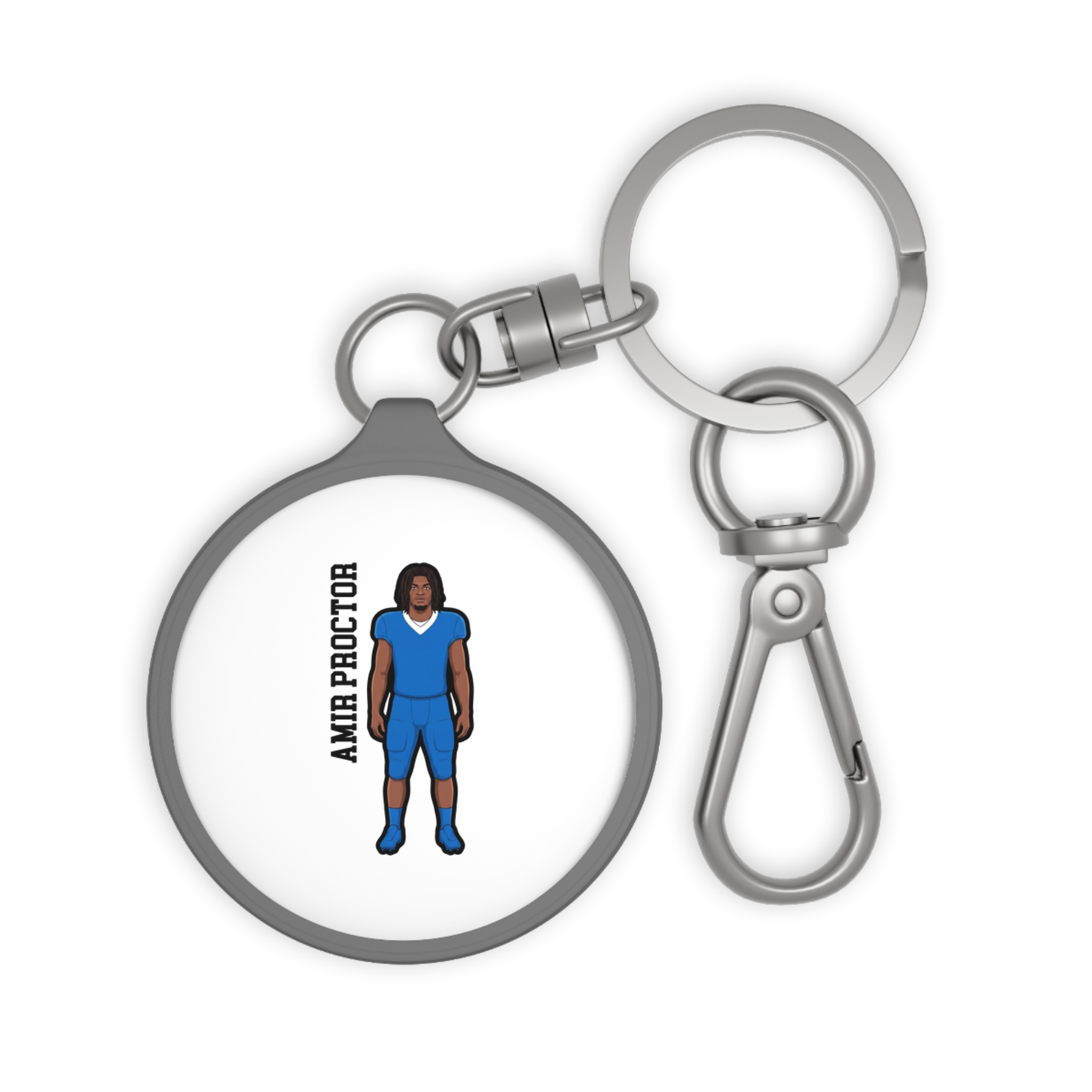 Keychain — character_name_vertical in Grey