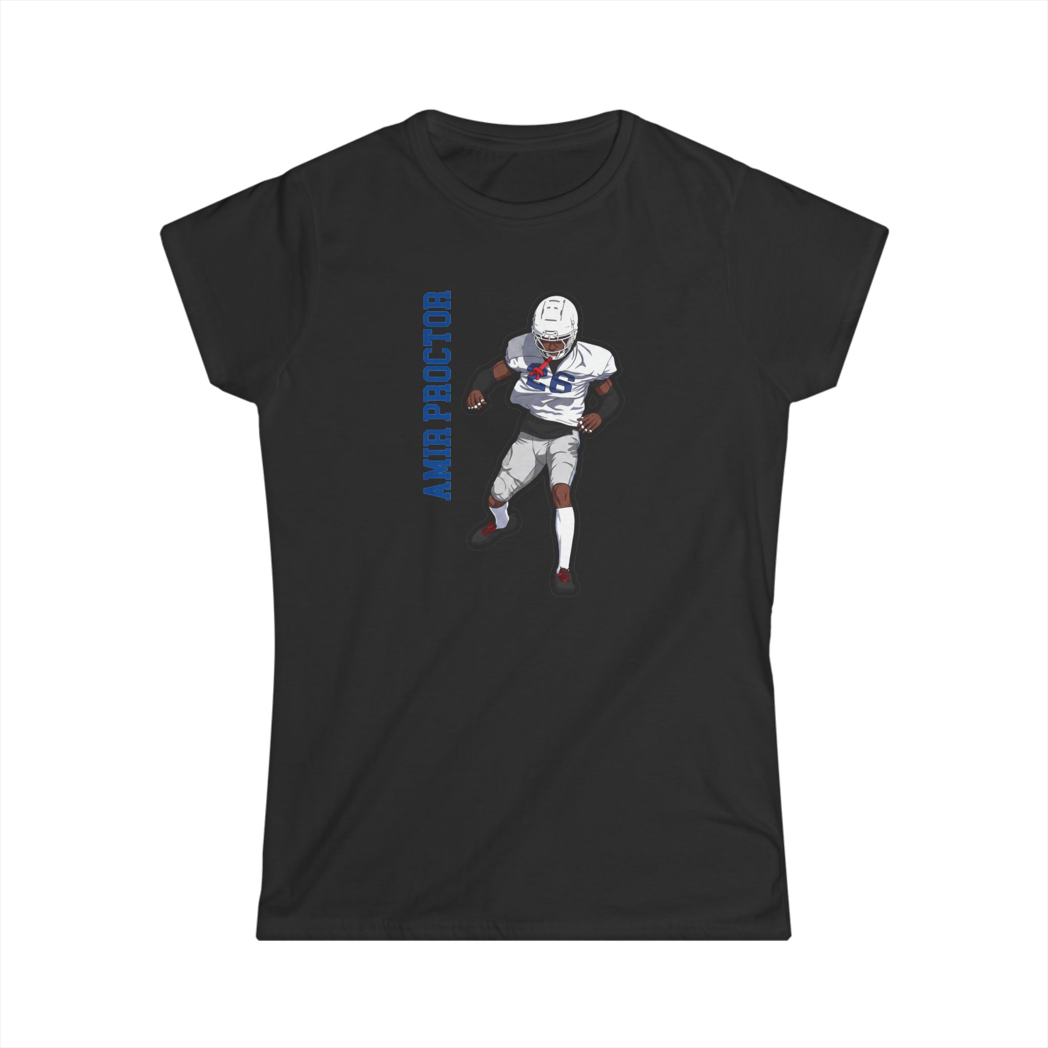 Women's Softstyle Tee — character_name_vertical in Black