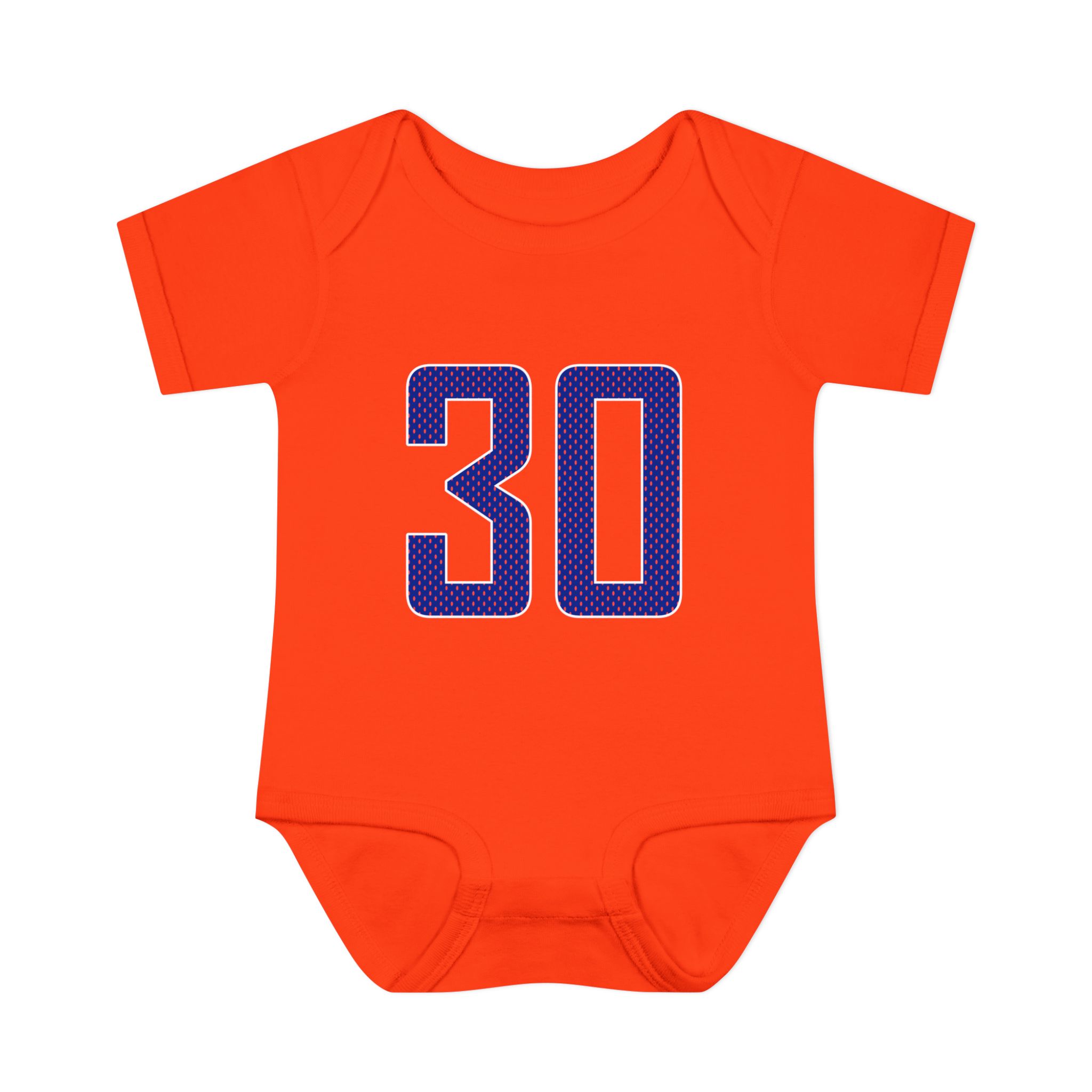 Baby Onesie — mesh_shirsey_number in Orange