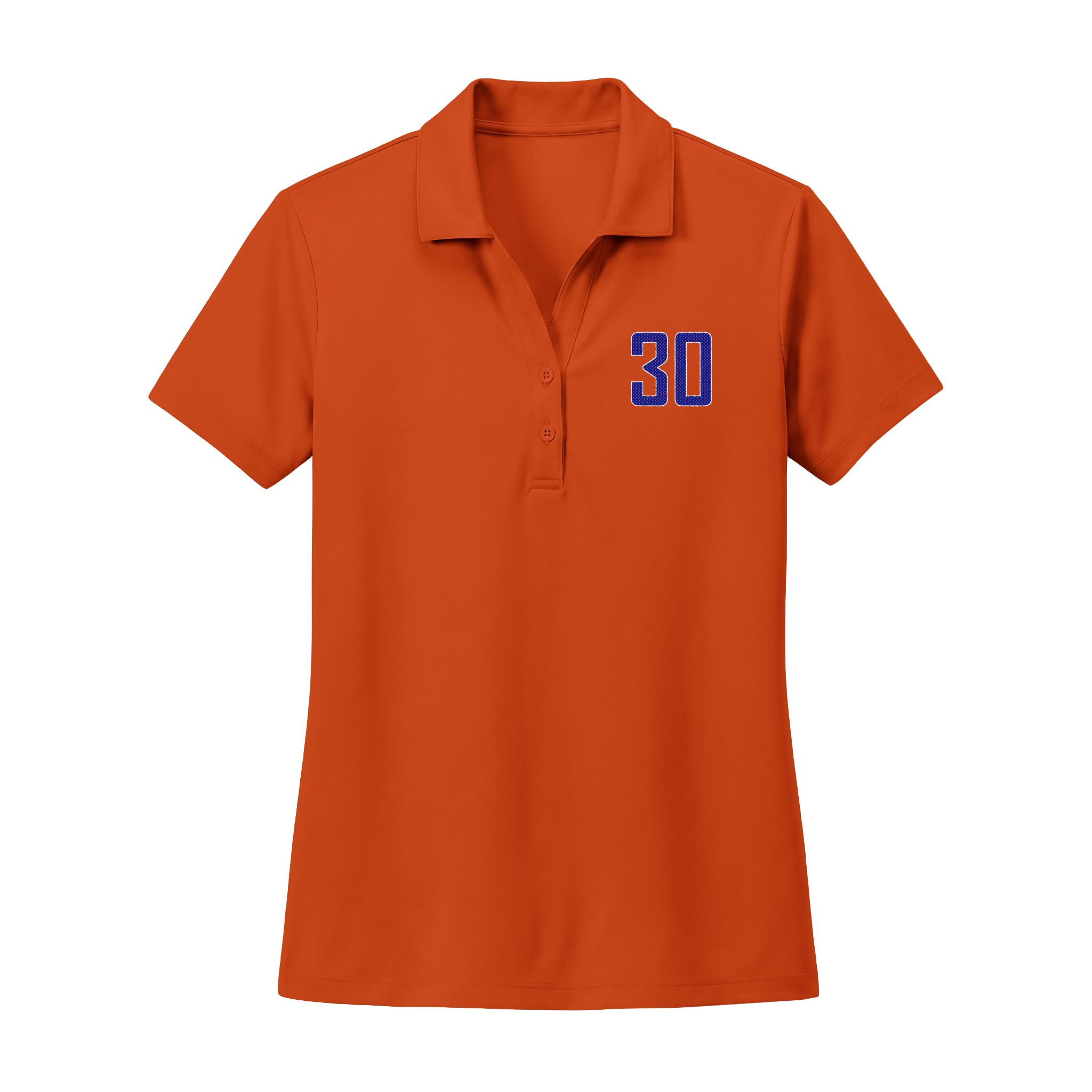 Women's Polo — mesh_shirsey_number in Orange