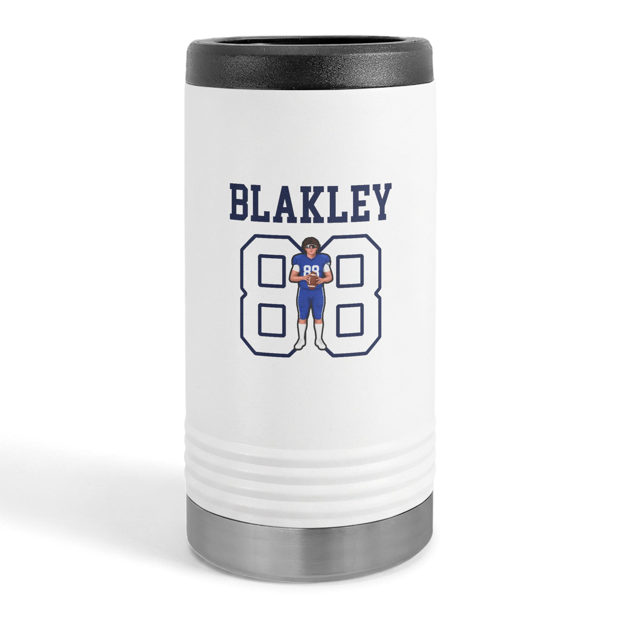 Slim Stainless Can Cooler — character_shirsey in White