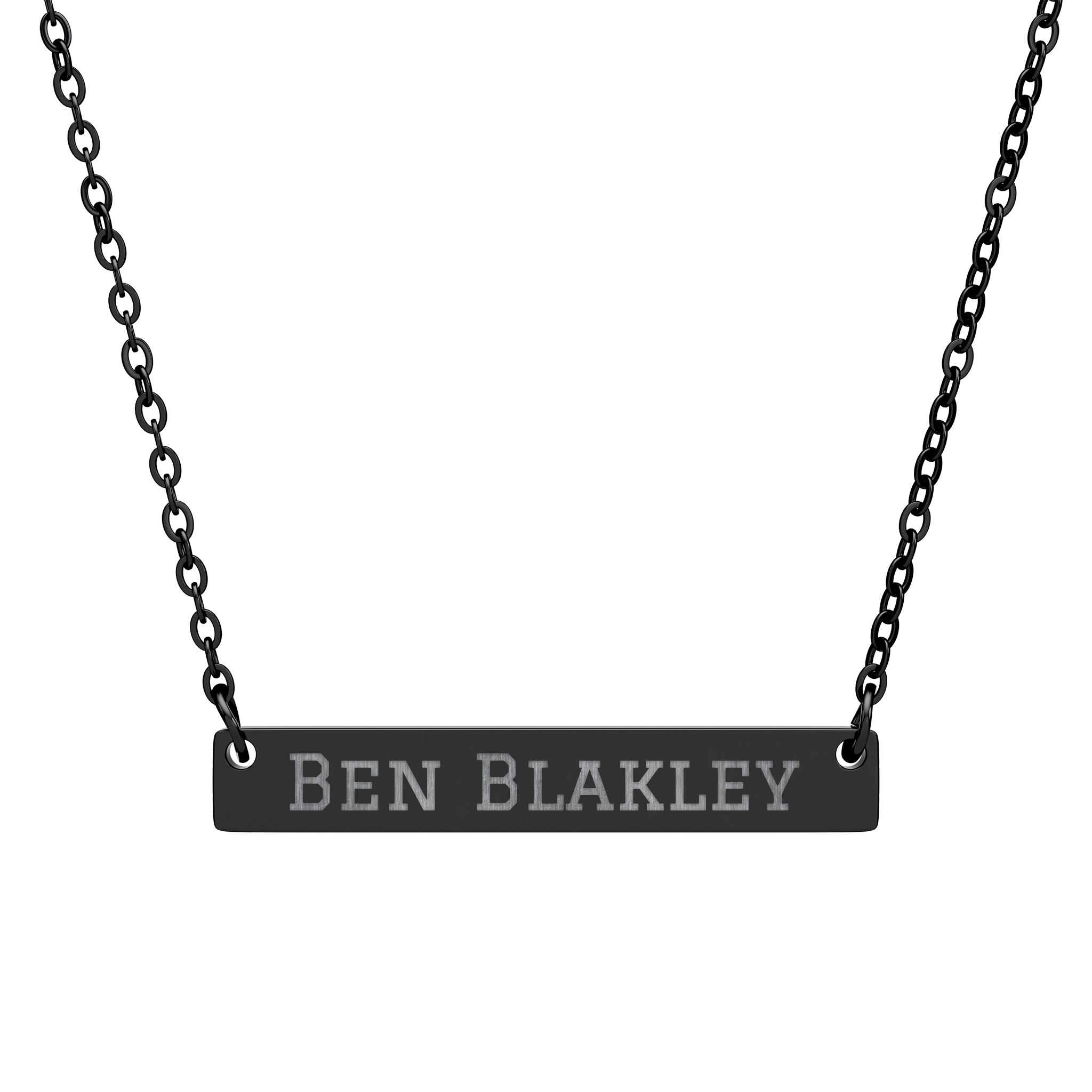 Engraved Bar Necklace — Classic in Black