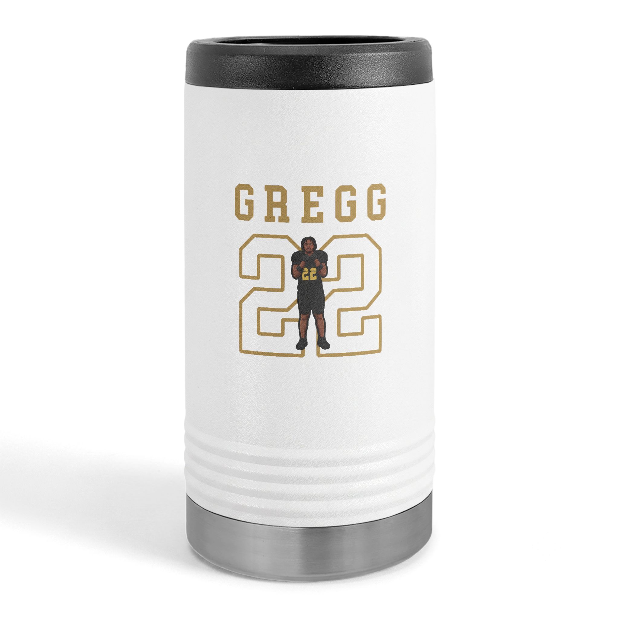 Slim Stainless Can Cooler — character_shirsey in White