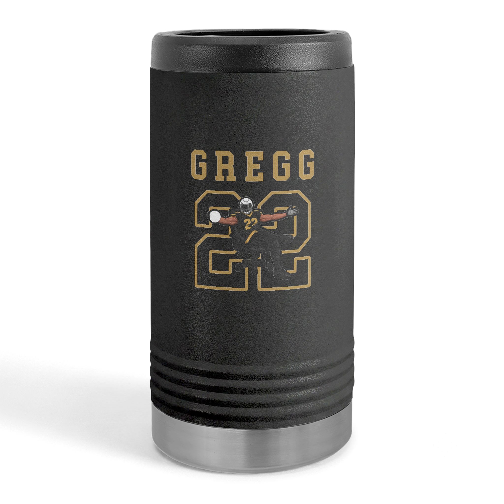 Slim Stainless Can Cooler — character_shirsey in Black