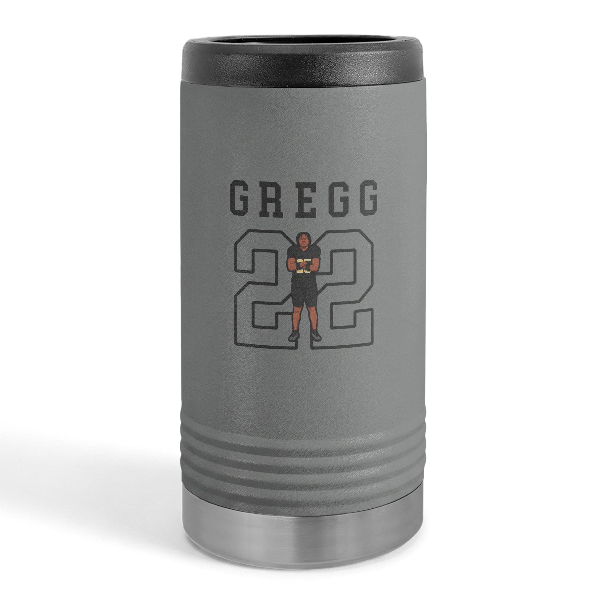 Slim Stainless Can Cooler — character_shirsey in Grey