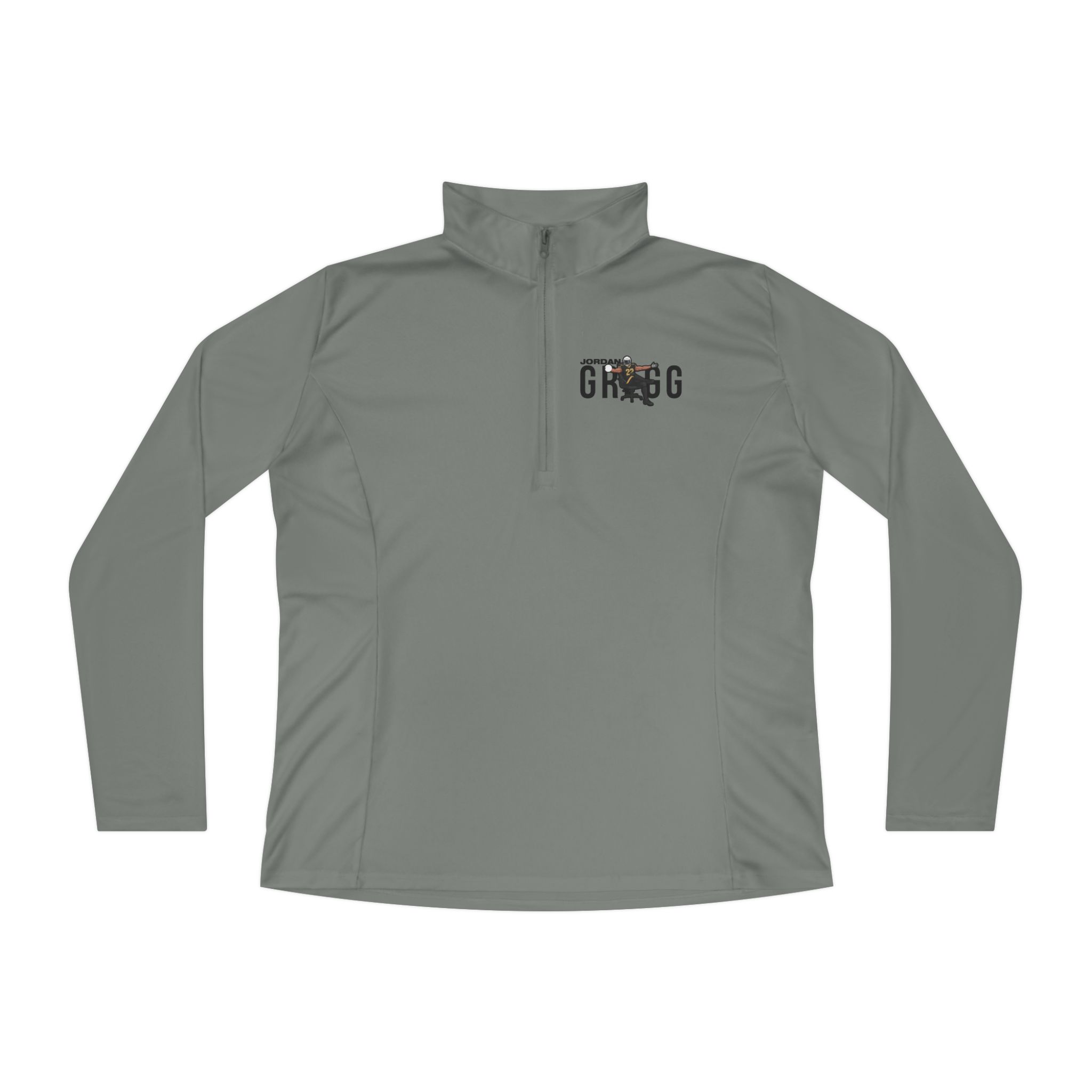 Women's Q-Zip Pullover — character_player_name in Grey