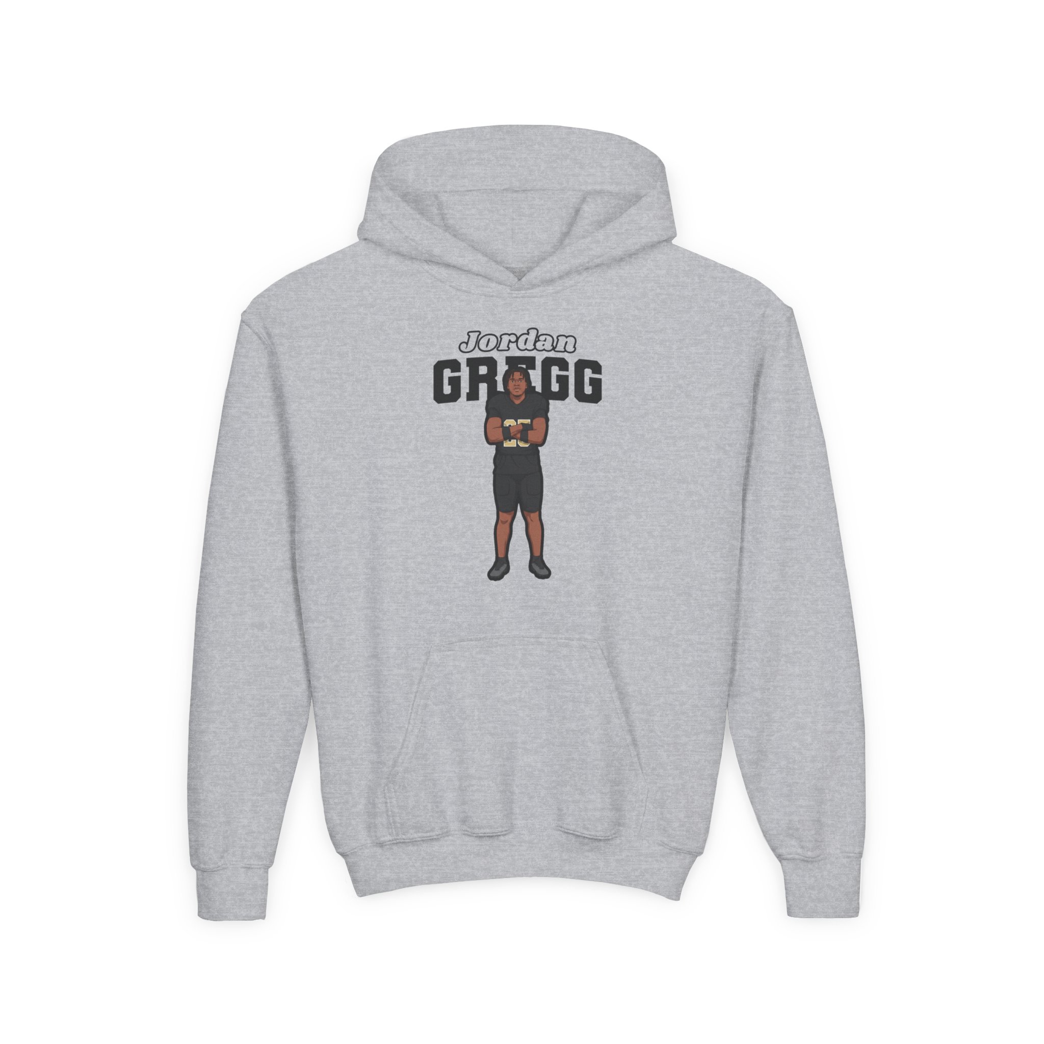 Youth Hoodie — character_name_arch in Grey