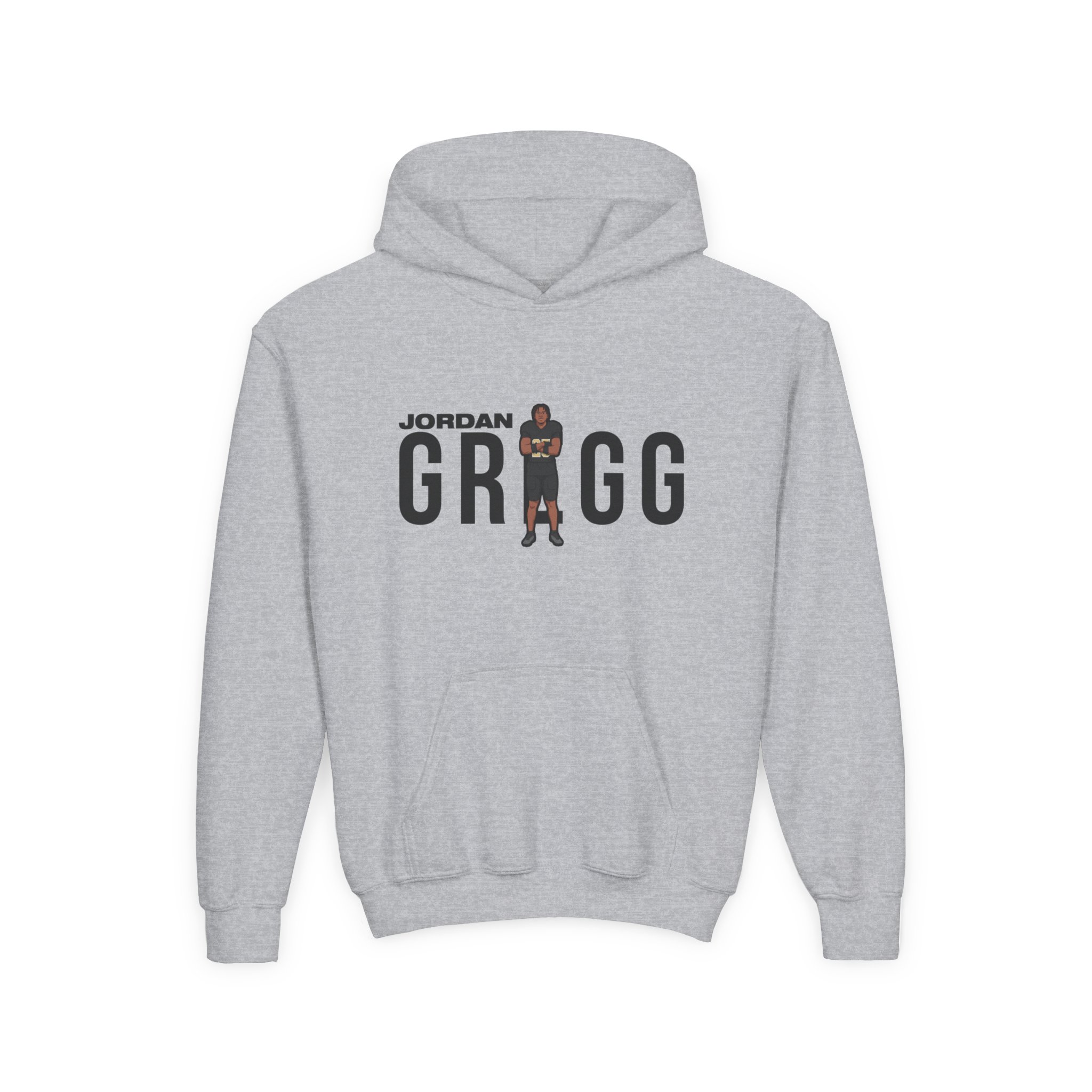 Youth Hoodie — character_player_name in Grey