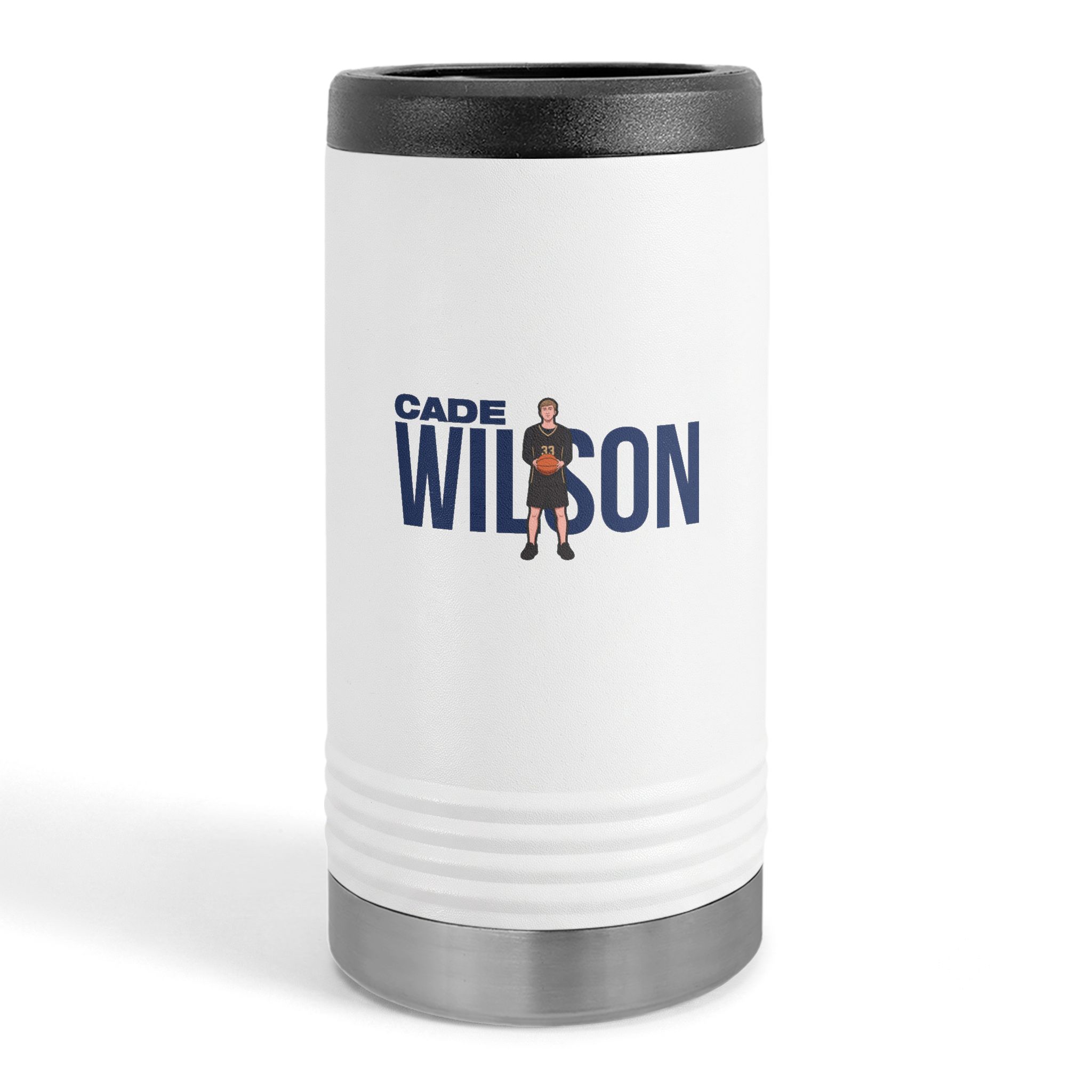 Slim Stainless Can Cooler — character_player_name in White