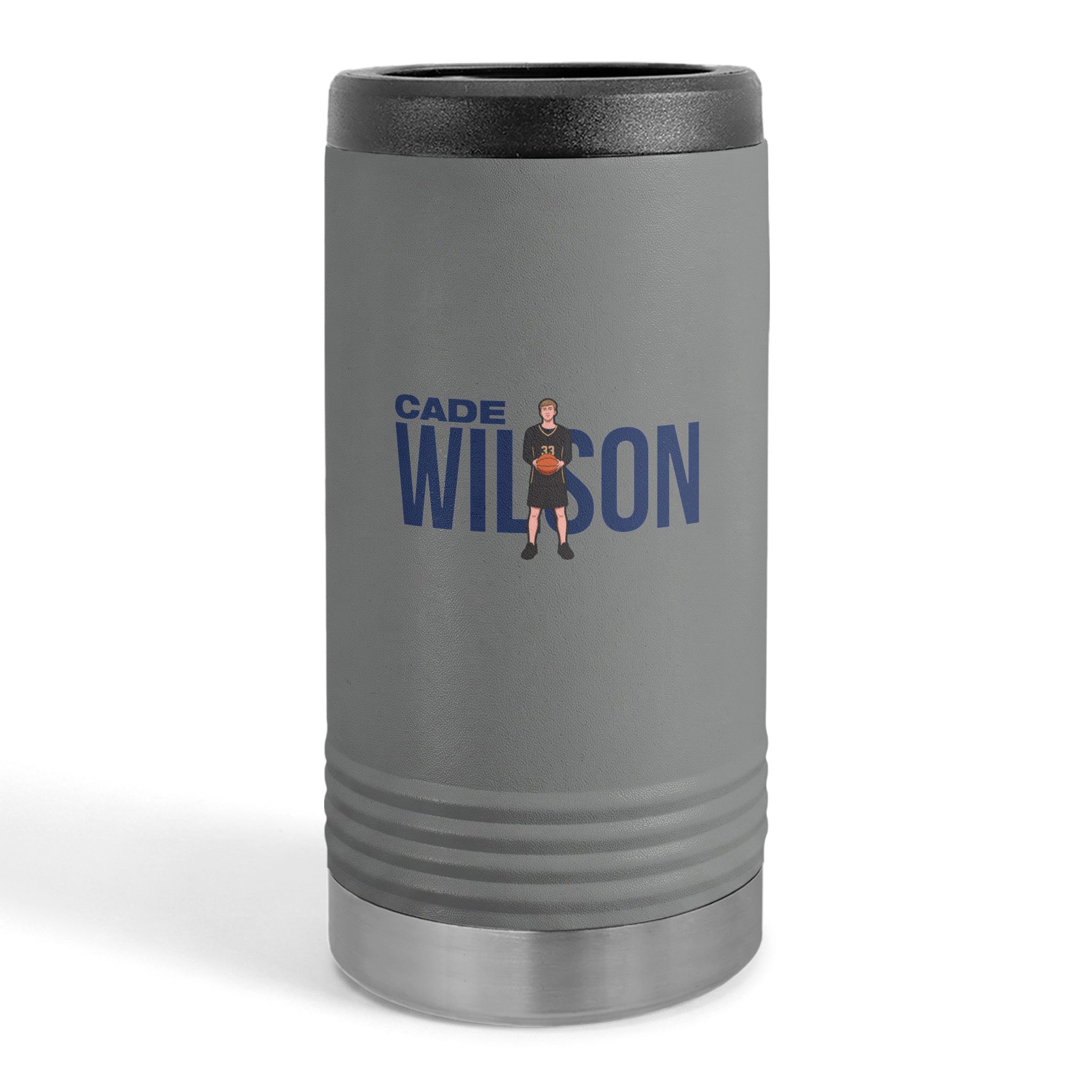 Slim Stainless Can Cooler — character_player_name in Grey