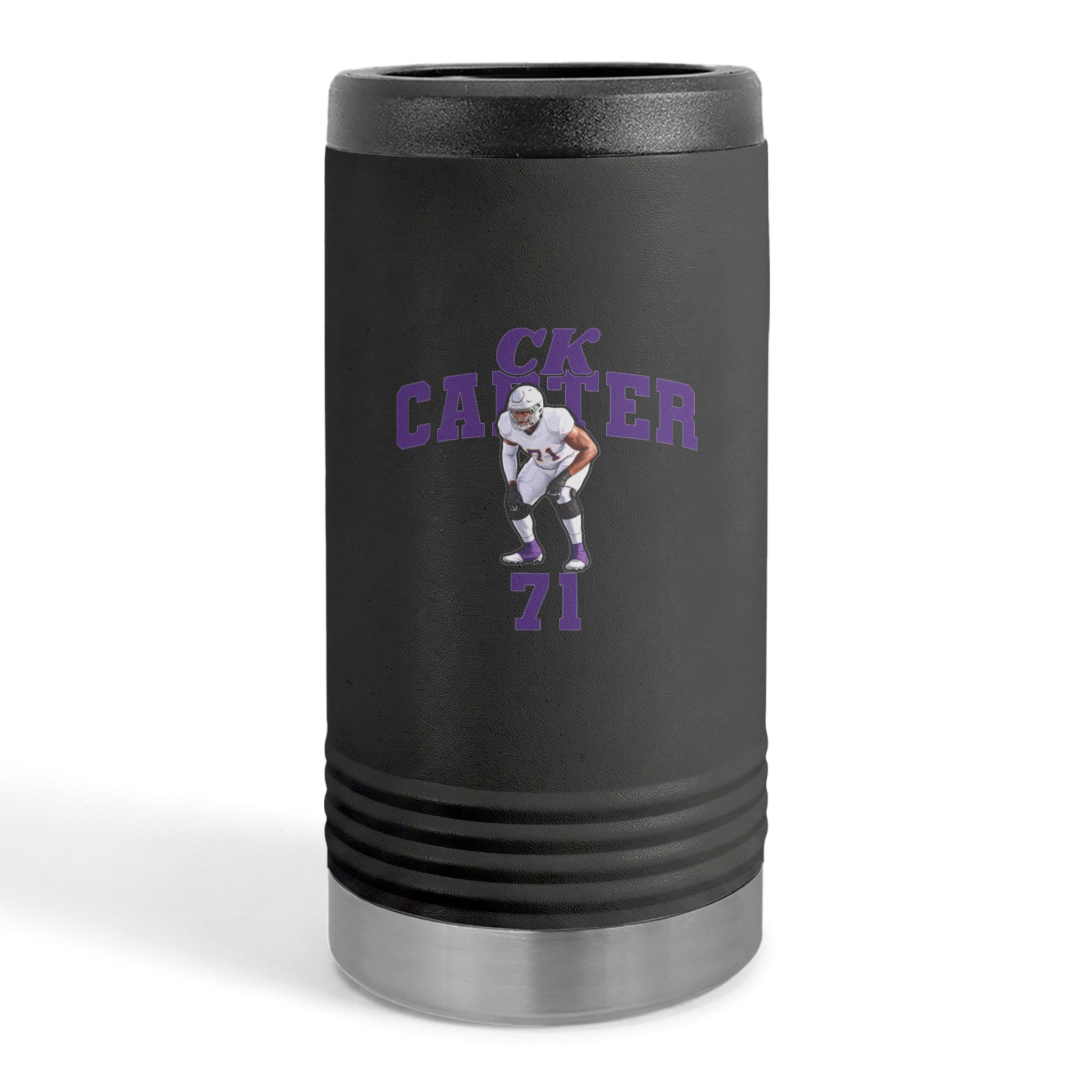 Slim Stainless Can Cooler — character_signature_arch in Black