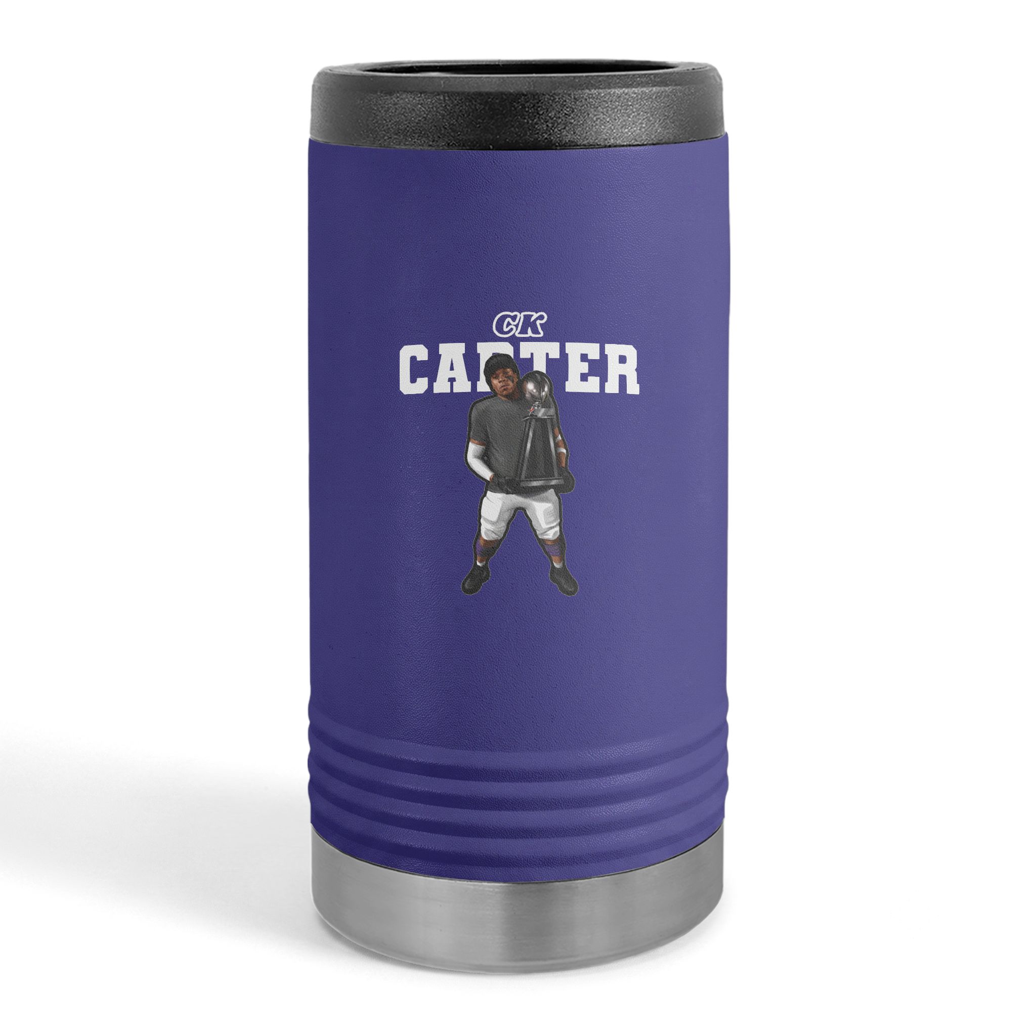 Slim Stainless Can Cooler — character_name_arch in Purple