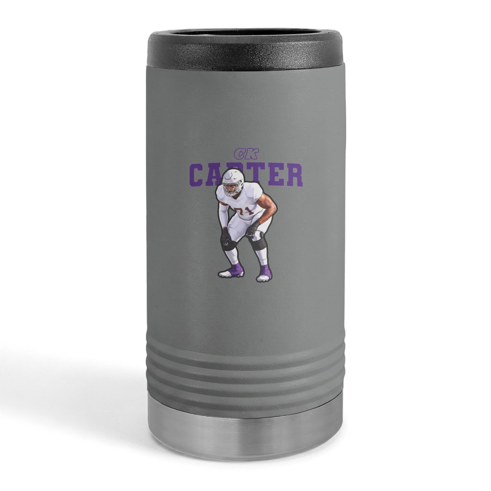Slim Stainless Can Cooler — character_name_arch in Grey