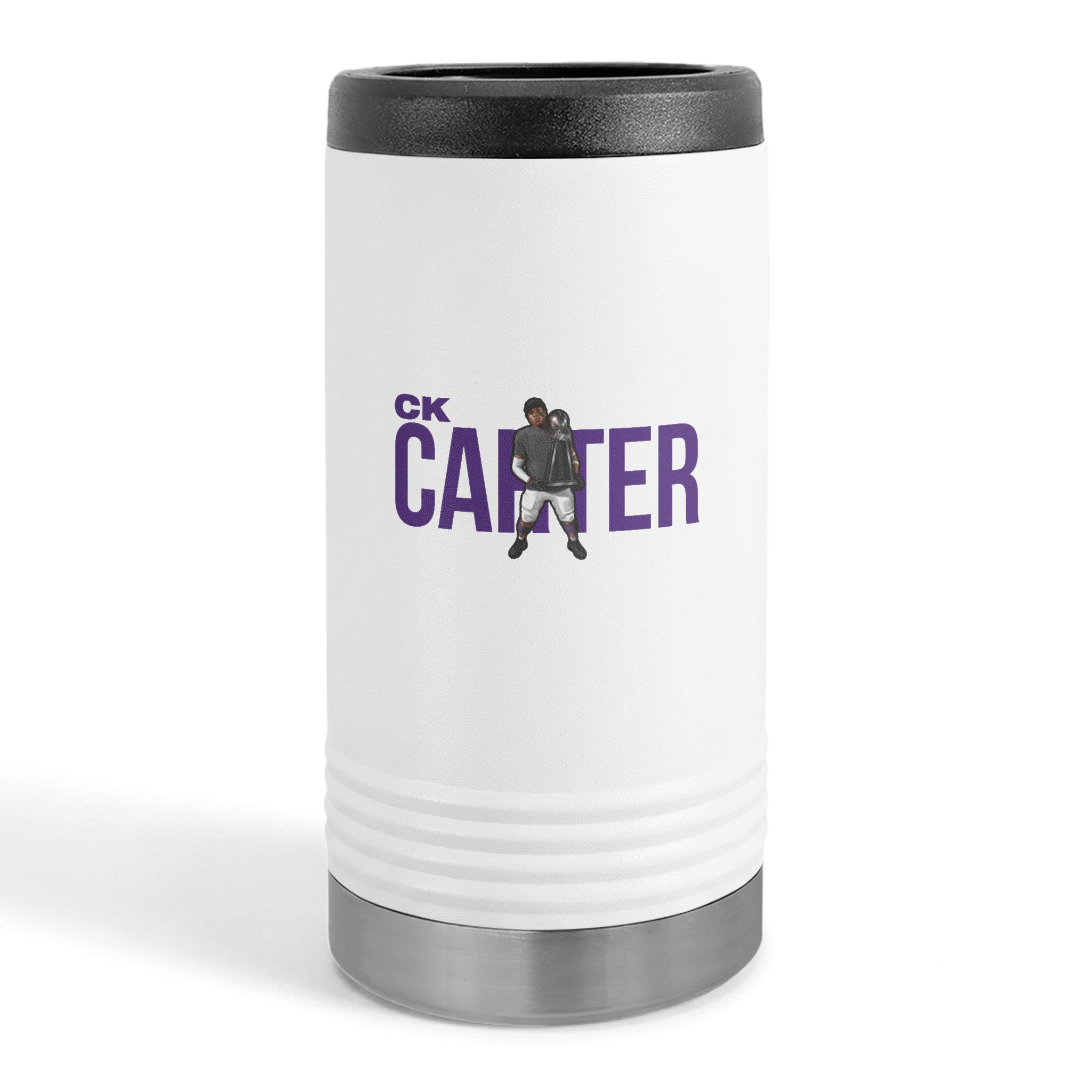 Slim Stainless Can Cooler — character_player_name in White