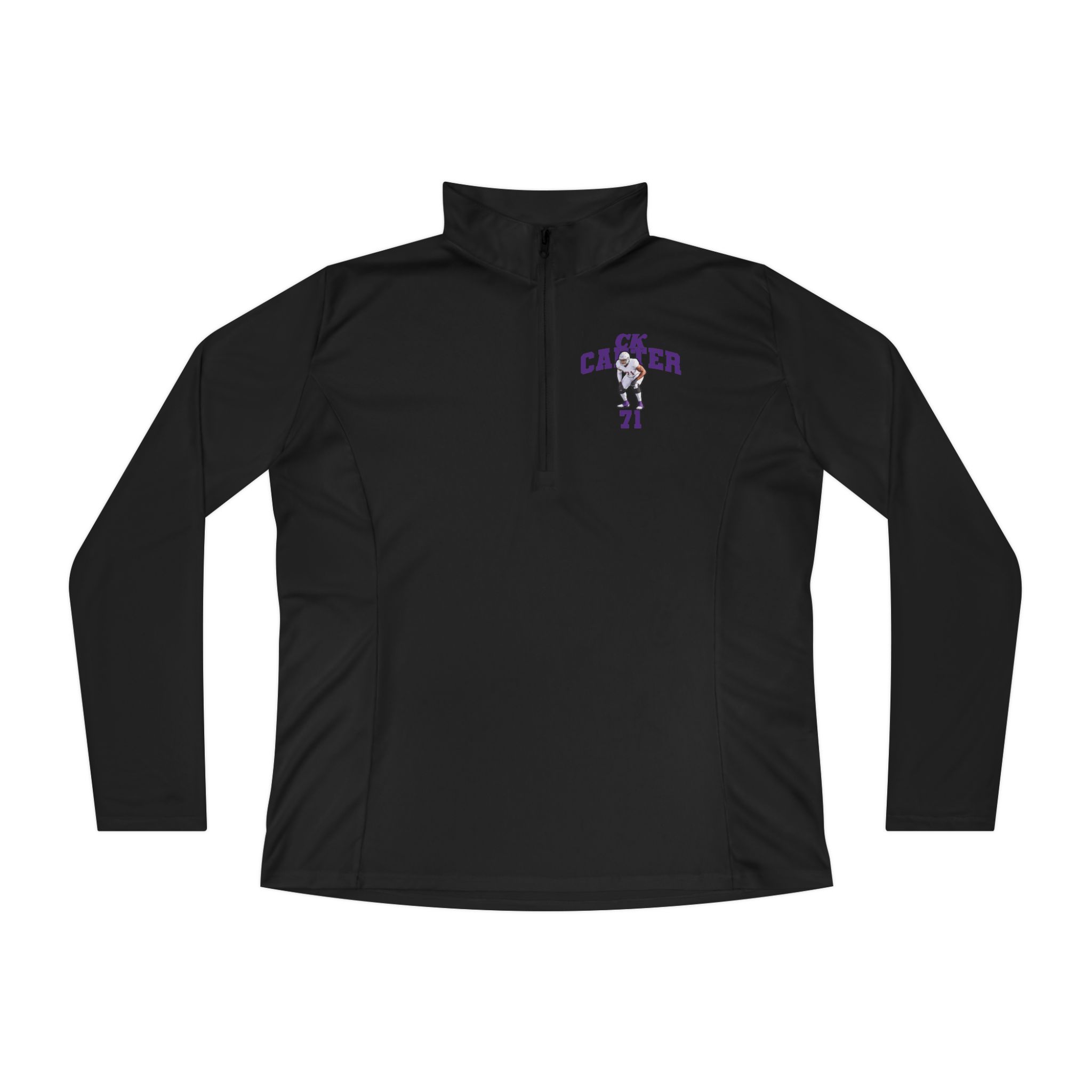 Women's Q-Zip Pullover — character_signature_arch in Black