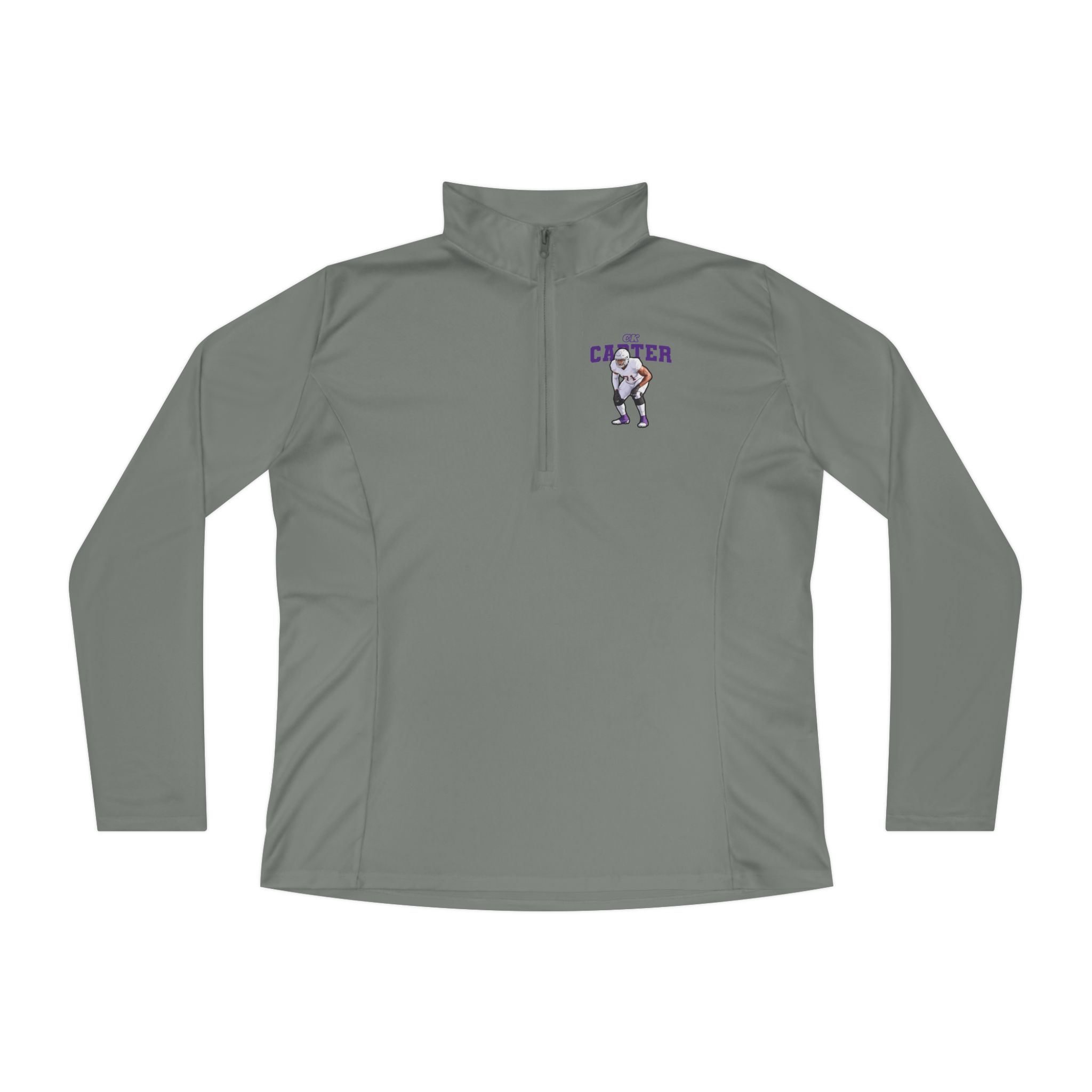 Women's Q-Zip Pullover — character_name_arch in Grey