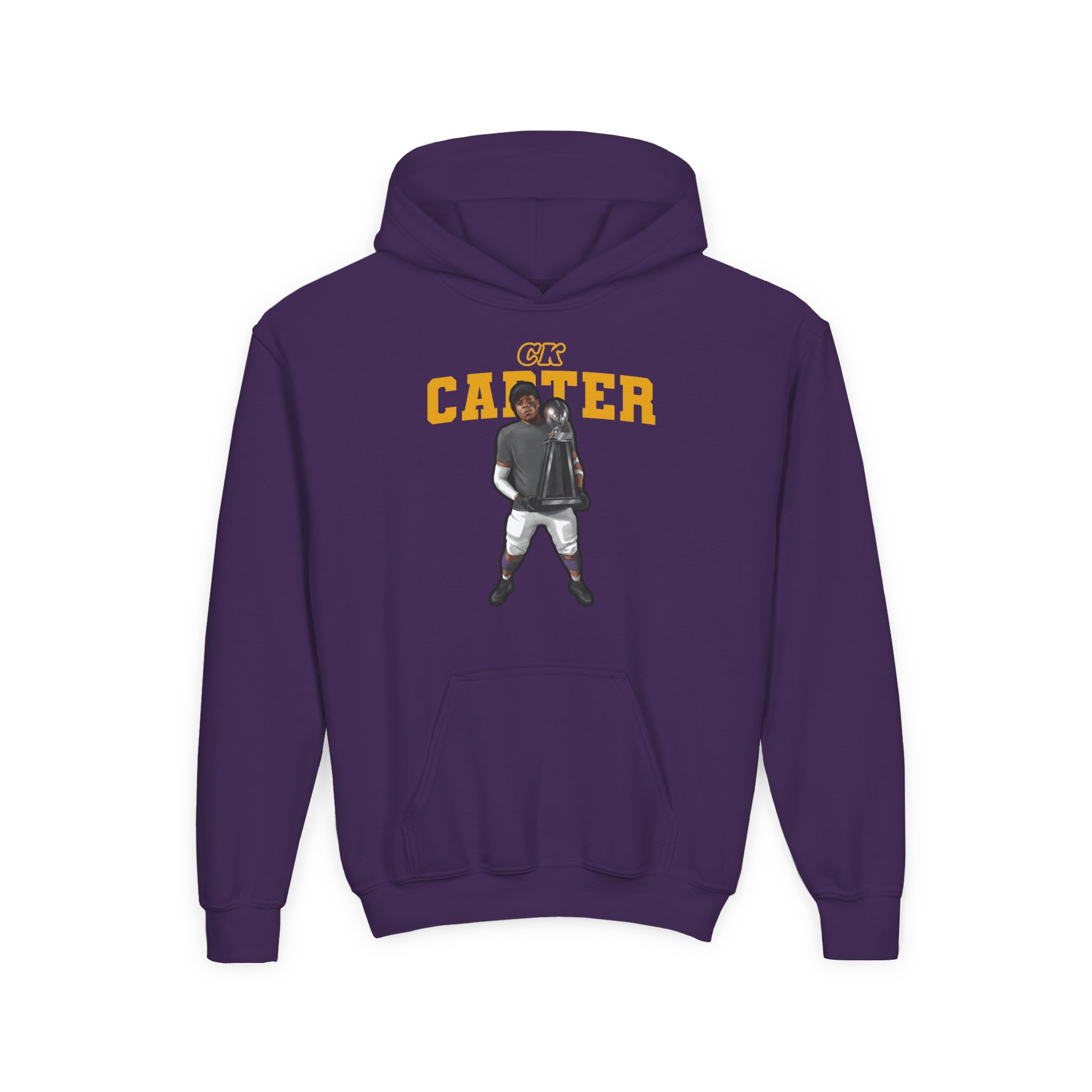 Youth Hoodie — character_name_arch in Purple